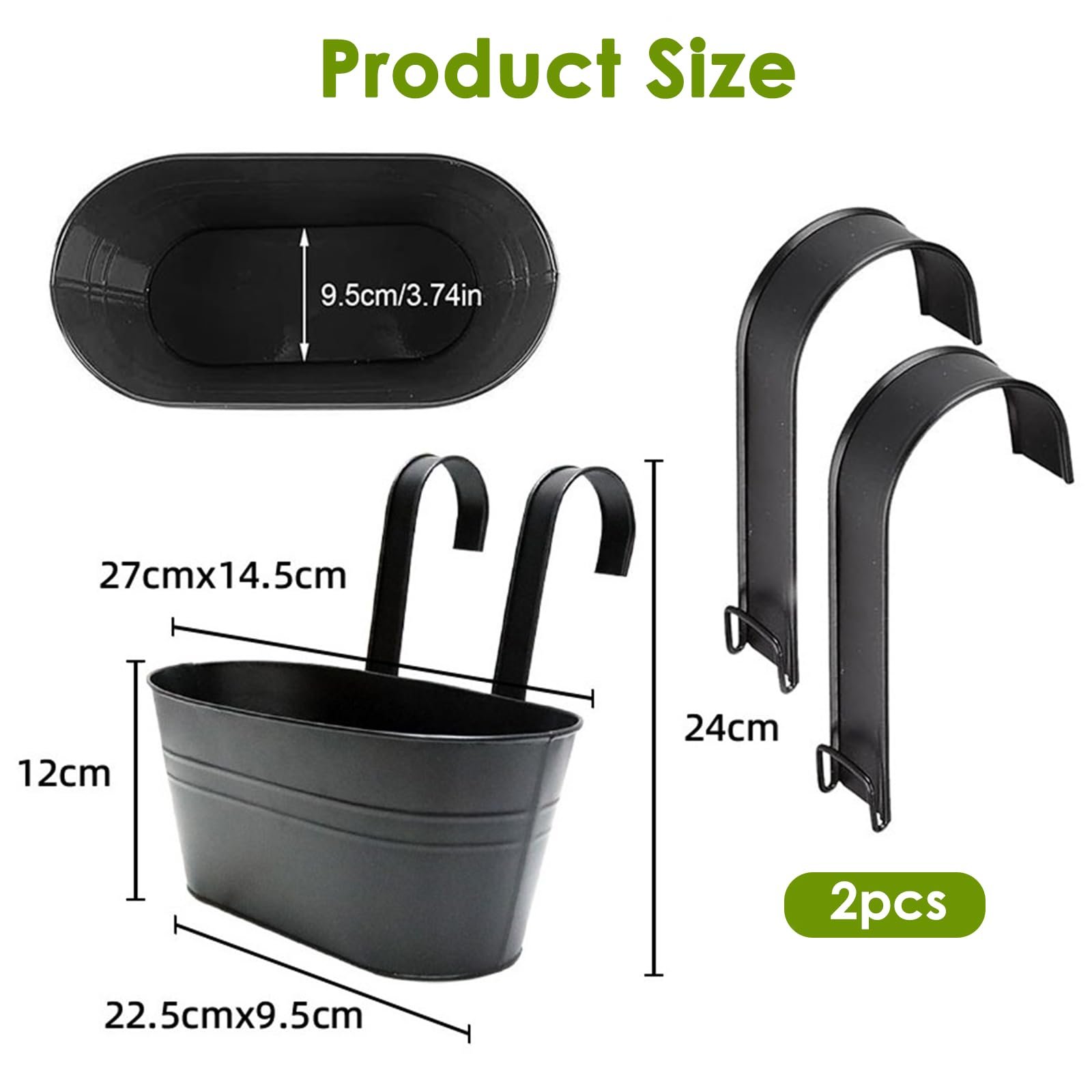 Набір підвісних квіткових горщиків (4 шт.) Метал З дренажним отвором та знімним гачком Чорний, фото №2 Набір підвісних квіткових горщиків (4 шт.) Метал З дренажним отвором та знімним гачком Чорний, фото №2