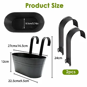 Набор подвесных цветочных горшков (4 шт.) Металл С дренажным отверстием и съемным крючком Черный synthetic.ua - Фото 1