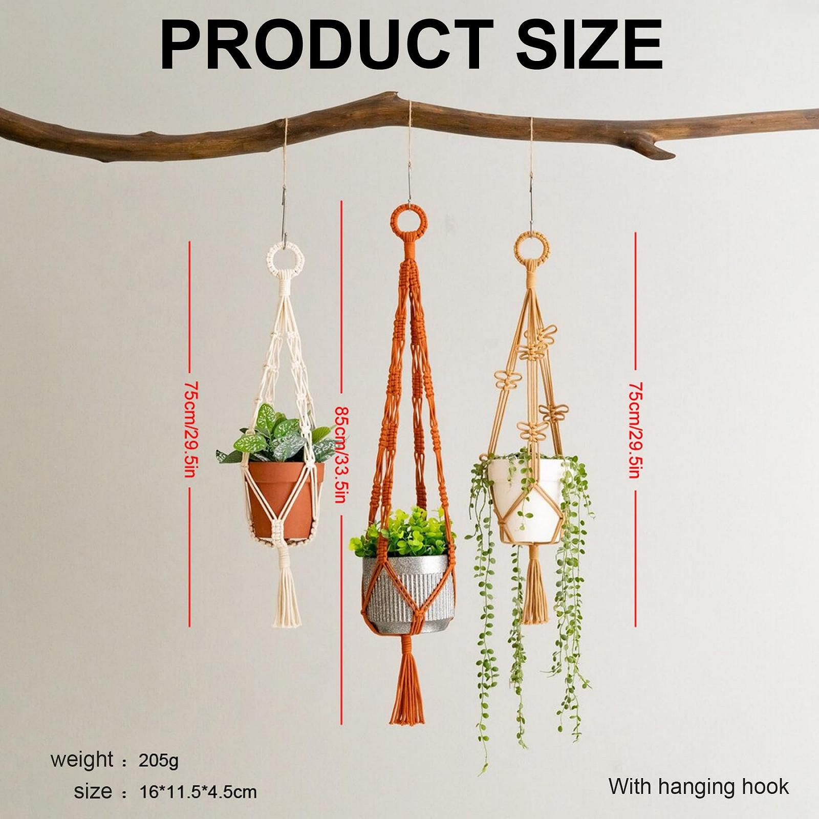 Підвіси для рослин макраме 3 шт. бавовняна мотузка плетені різнокольорові китиці, фото №3