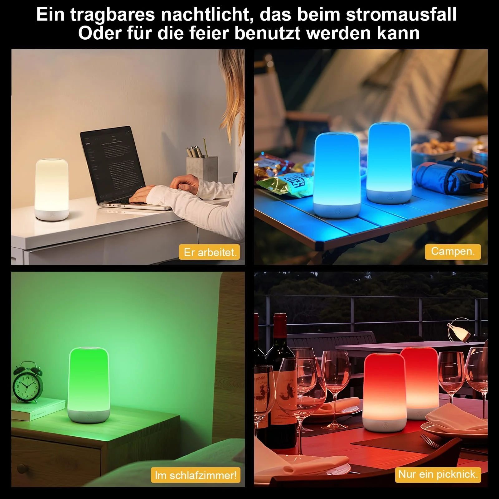 Приліжкова лампа FRIDEKO HOME Touch Dimmable RGB LED акумуляторна бездротова, фото №4