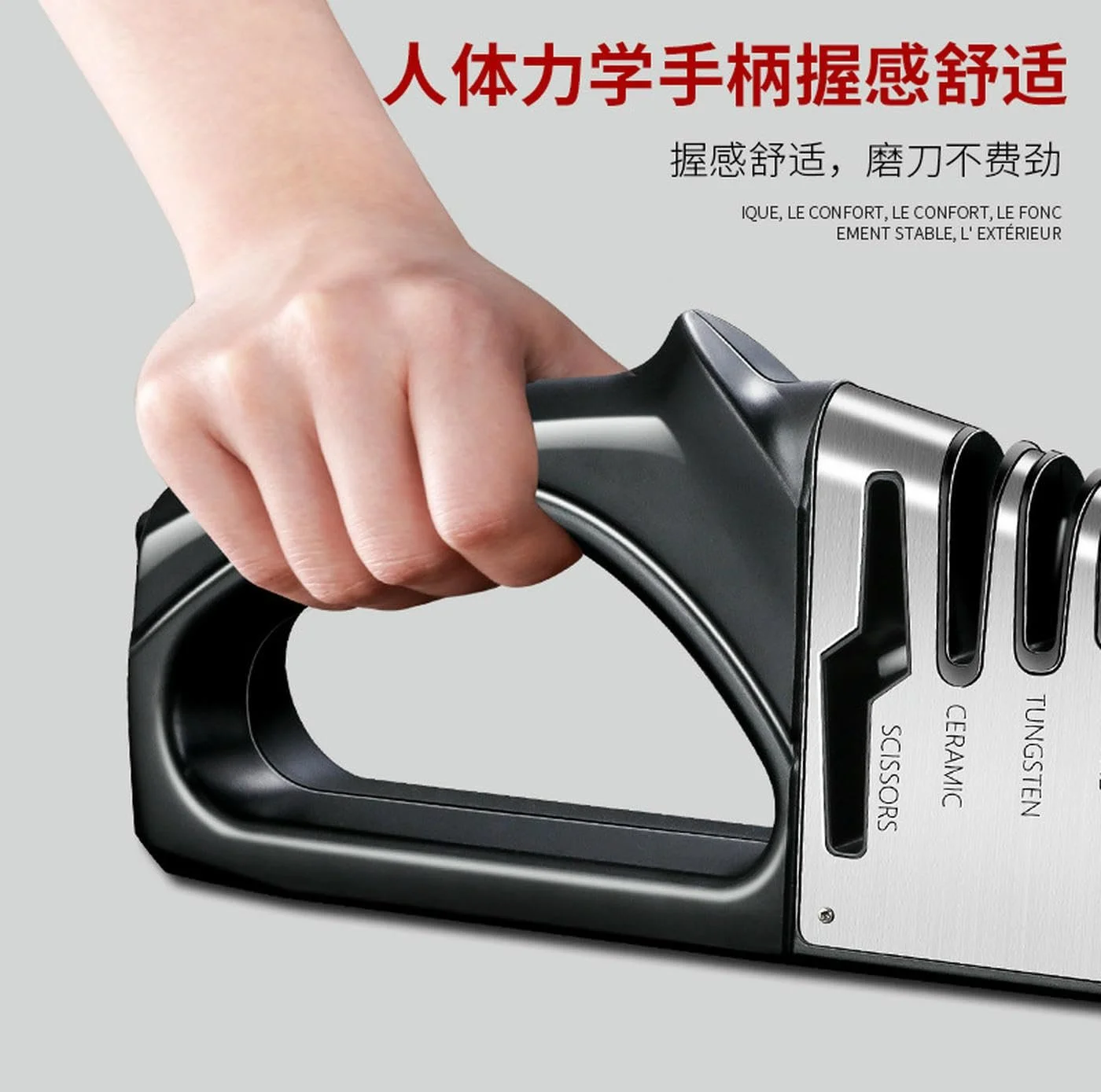 Точило для ножів кухонне ручне багатофункціональне алмазне з вольфрамової сталі для дому та вулиці, фото №6