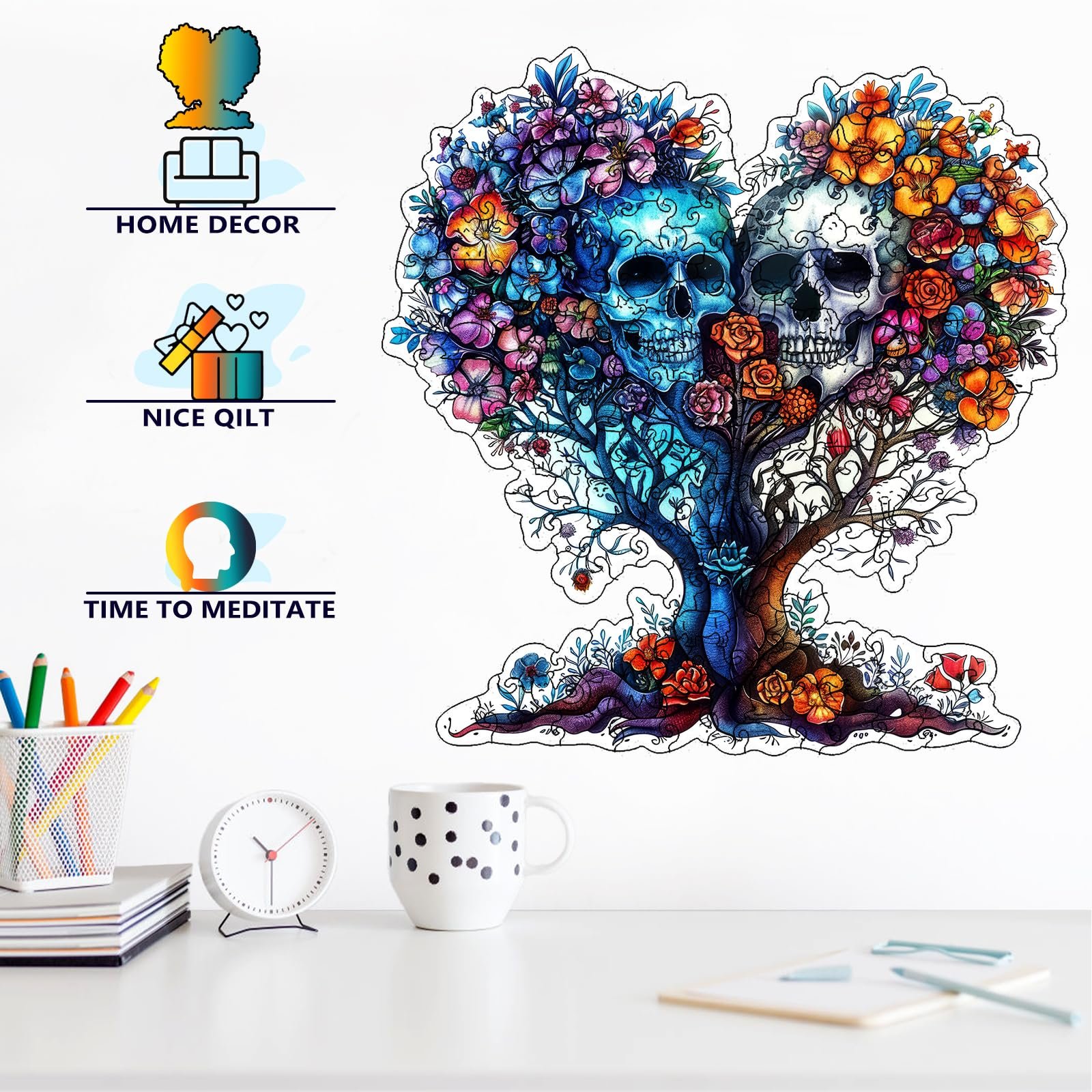 Деревянный пазл Skull с деталями неправильной формы 28.2 × 14.0 см, фото №4