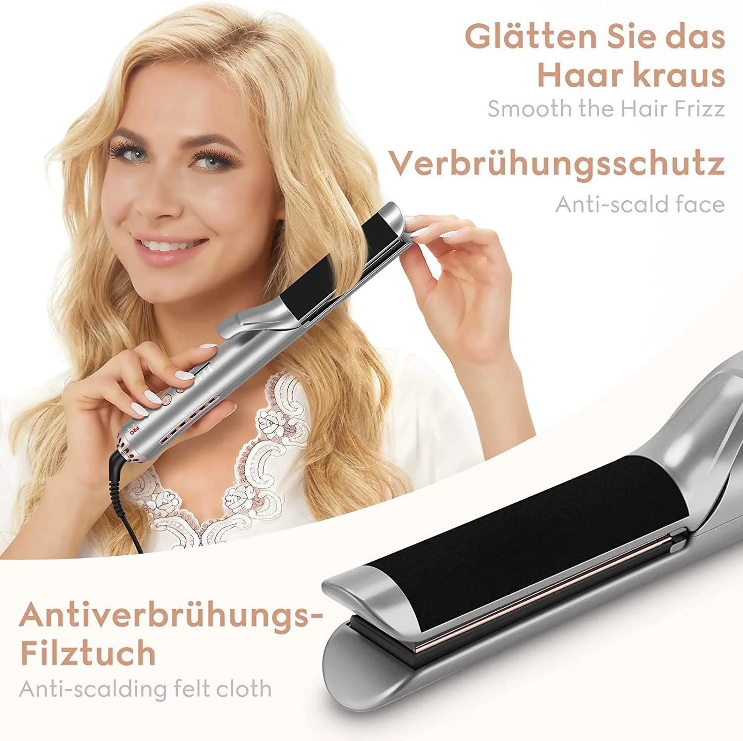 Стайлер 2 в 1 PARWIN PRO BEAUTY для выпрямления и завивки с 40 отверстиями для воздуха и термостойким фетром, фото №4 Стайлер 2 в 1 PARWIN PRO BEAUTY для выпрямления и завивки с 40 отверстиями для воздуха и термостойким фетром, фото №4