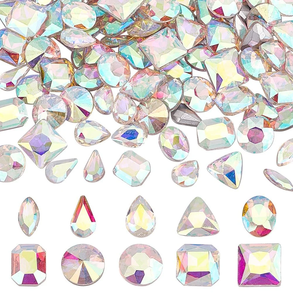 Стразы Стекло, 10 стилей, прозрачные AB кристаллы, овальные, каплевидные, многогранные кабошоны для одежды, свадебного платья, костюма, украшений, фото №1