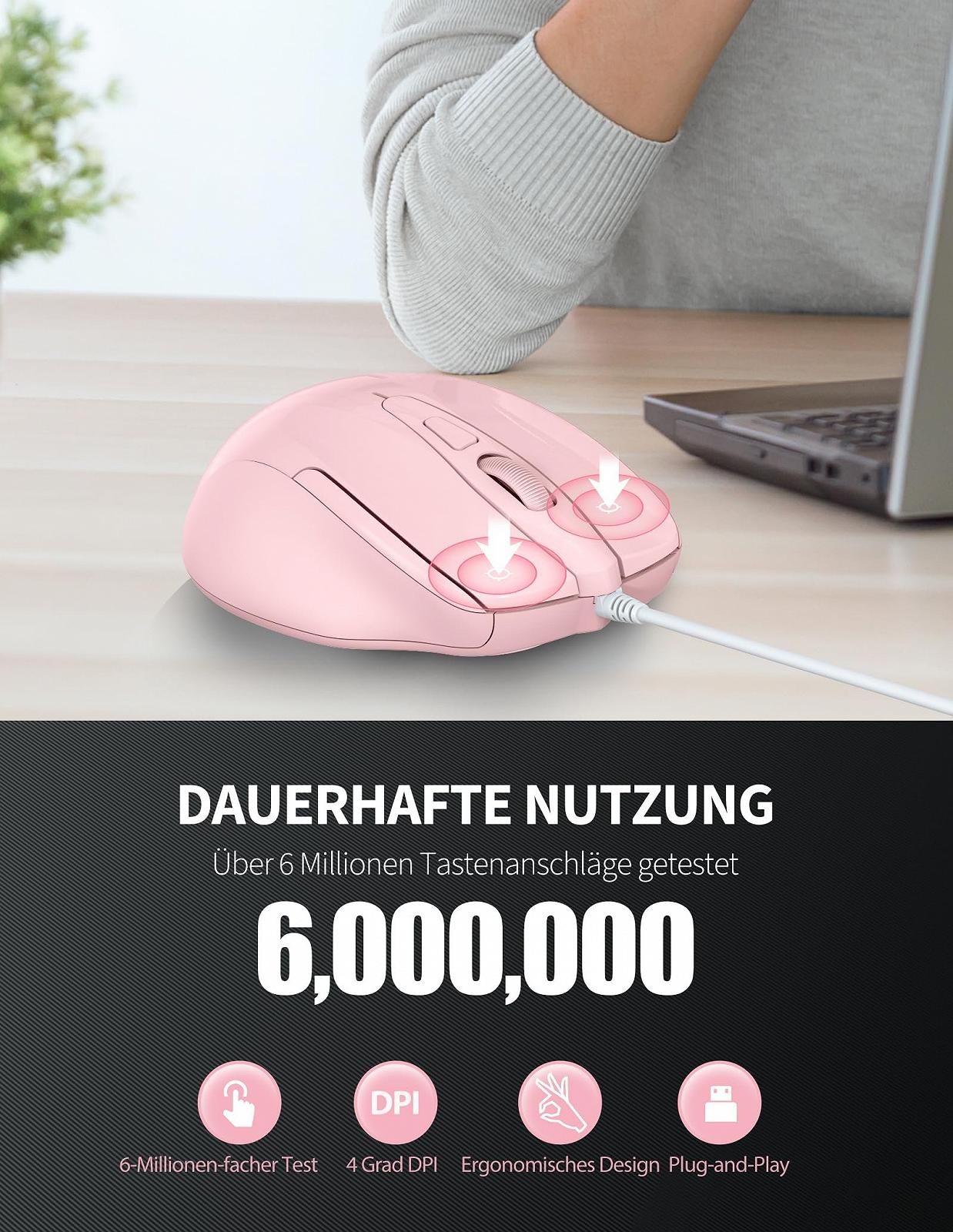 Мышь проводная TECKNET Эргономичная оптическая 6400 DPI 6 кнопок USB кабель 150 см, фото №4