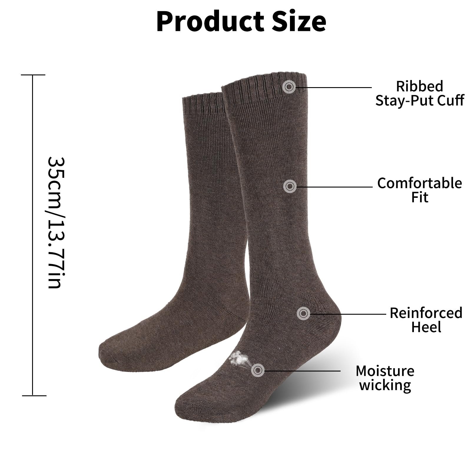 Носки Fadcaer, 3 пары, женские, до колена, мягкие, толстые, удобные, теплые зимние, длинные, свободные, вязаные чулки, размер 4-7, фото №2