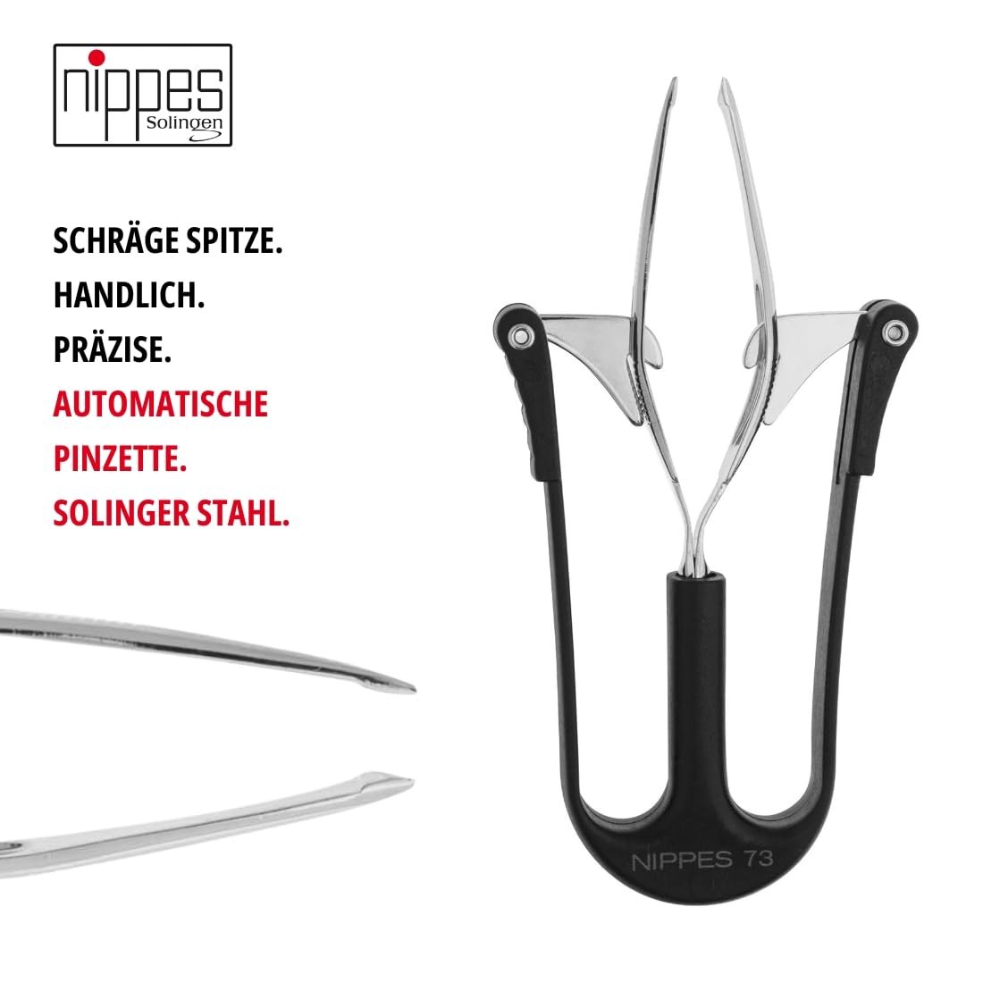 Пінцет автоматичний Nippes Solingen Нікельована сталь 10 см Чорний, фото №3