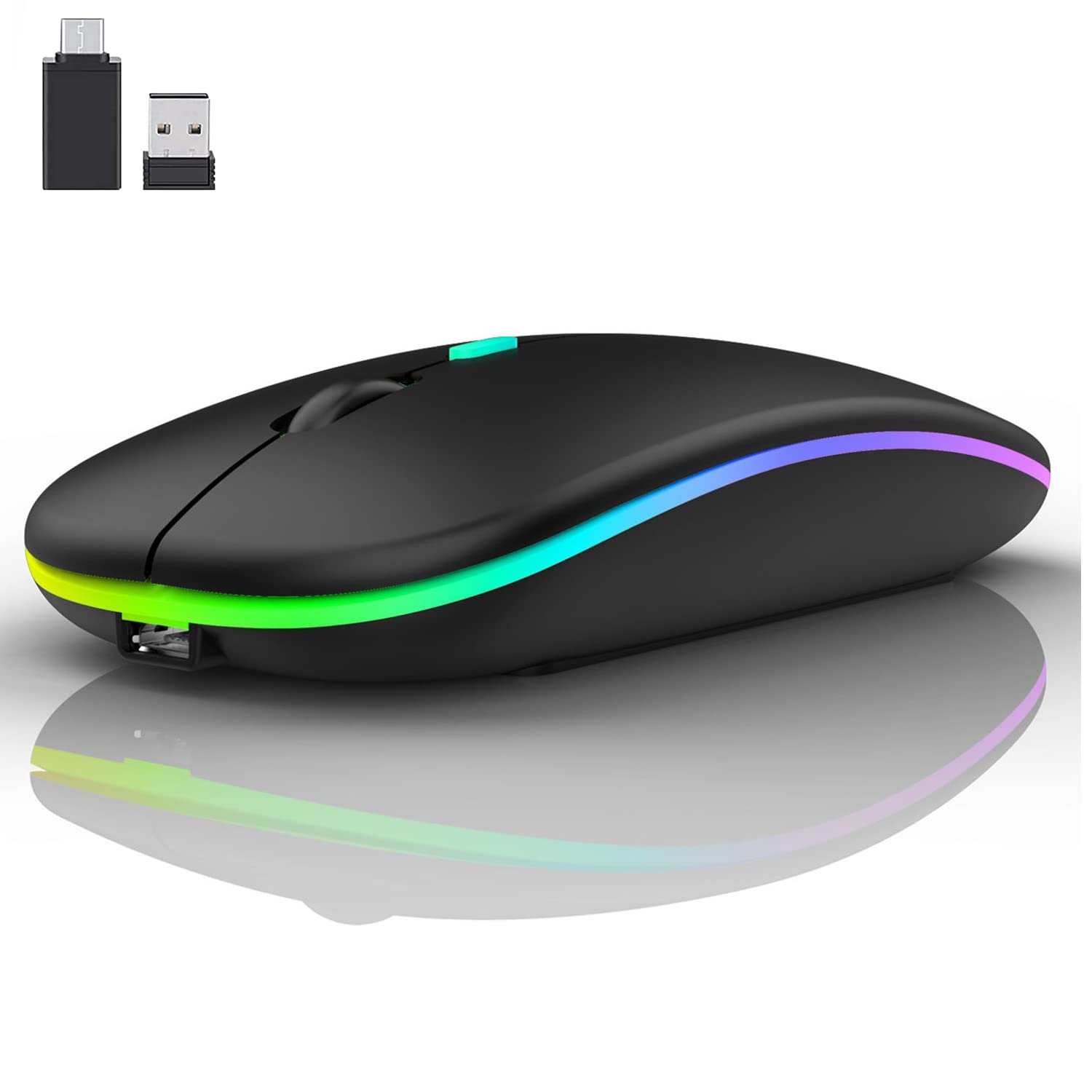 Мышь LEAPEST Беспроводная Bluetooth (Bluetooth 5.0 + USB 2.4 GHz) Перезаряжаемая Оптическая Офисная Черный, фото №1