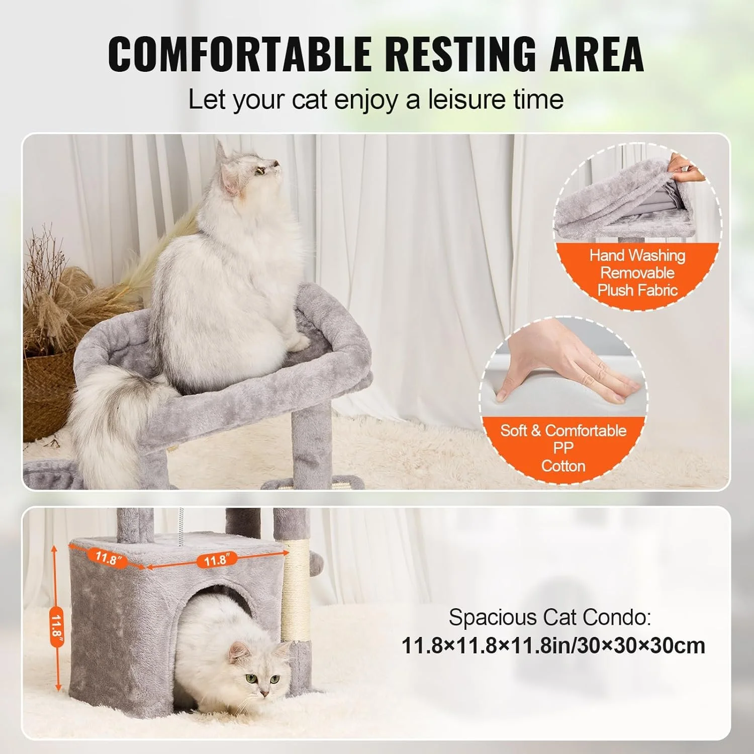 Когтеточка для кошек с домом VEVOR CAT789 / 4 уровня / 80 см высота / Серый, фото №7 Когтеточка для кошек с домом VEVOR CAT789 / 4 уровня / 80 см высота / Серый, фото №7