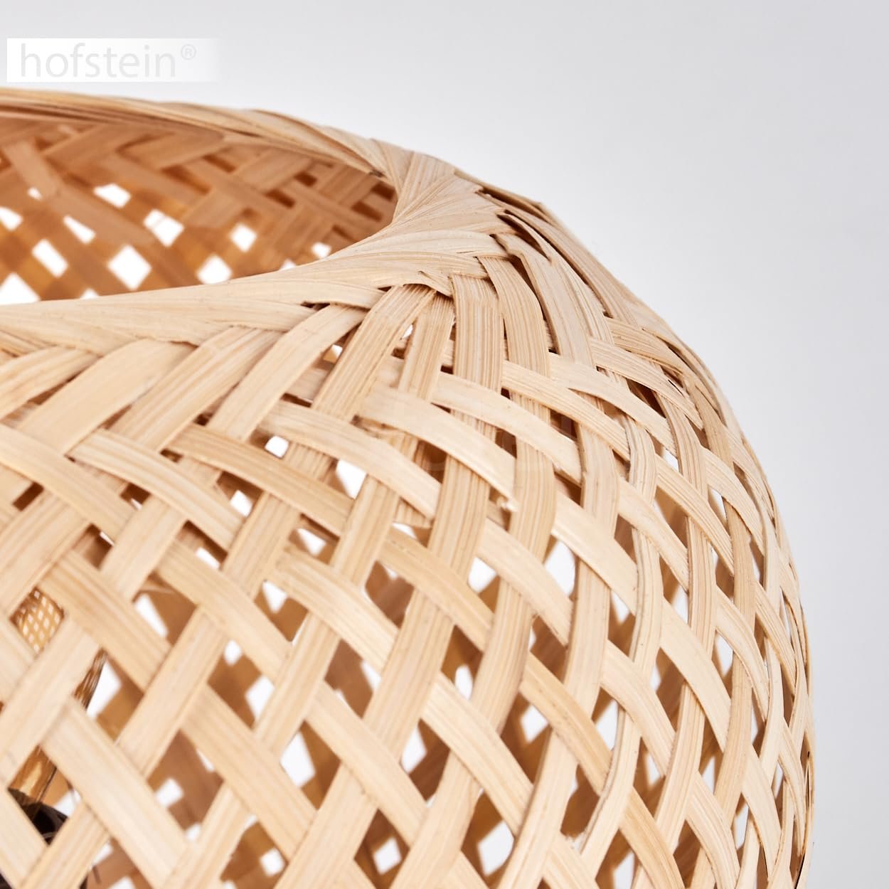 Настільна лампа Bauro Modern Boho Метал/Бамбук Ø 20 см Решітчастий дизайн Перемикач на кабелі 1 x E27 Без лампи Чорний/Натуральний, фото №4