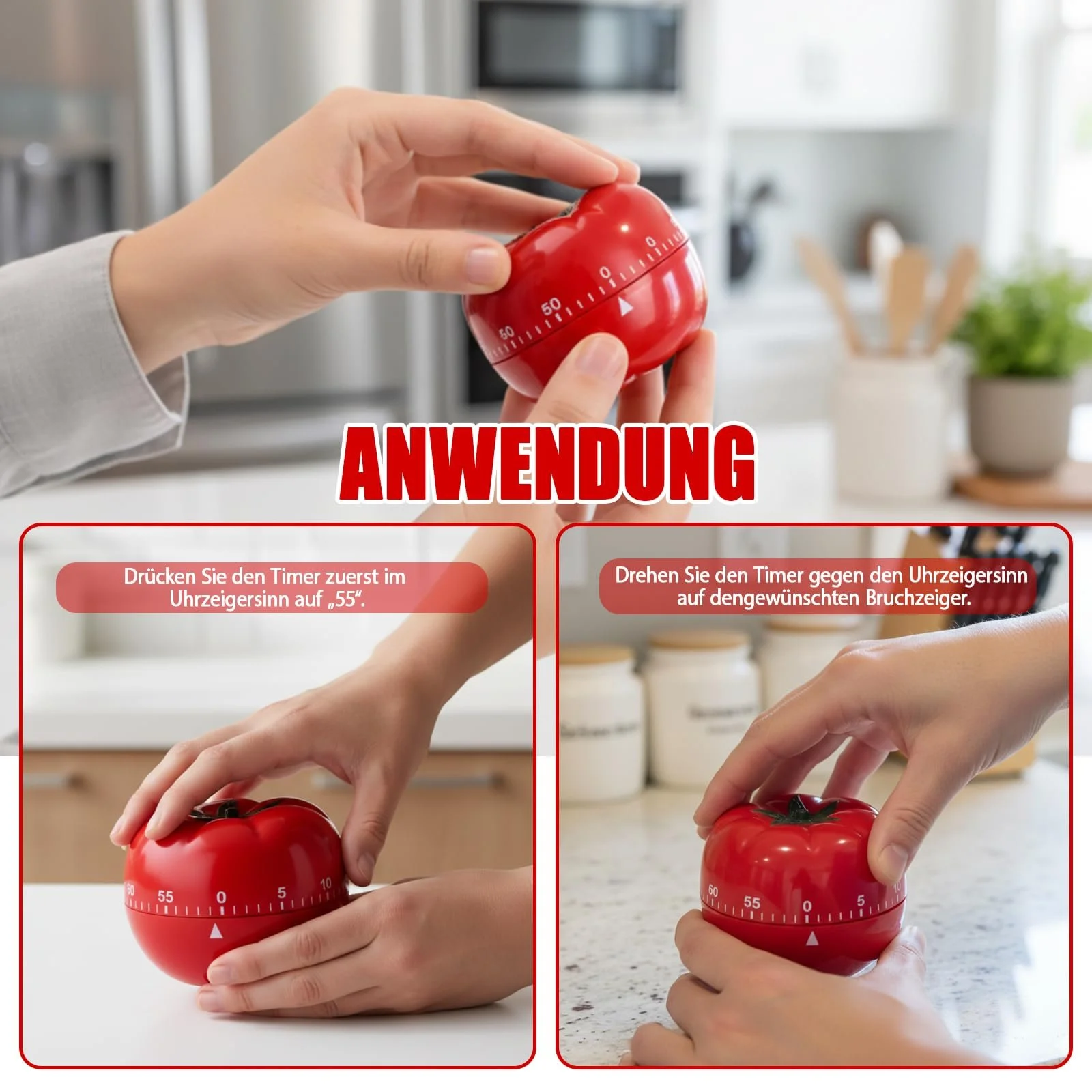 Кухонный таймер Pomodoro Набор 2 шт. Механический Визуальный 8 x 6.5 см, фото №5 Кухонный таймер Pomodoro Набор 2 шт. Механический Визуальный 8 x 6.5 см, фото №5