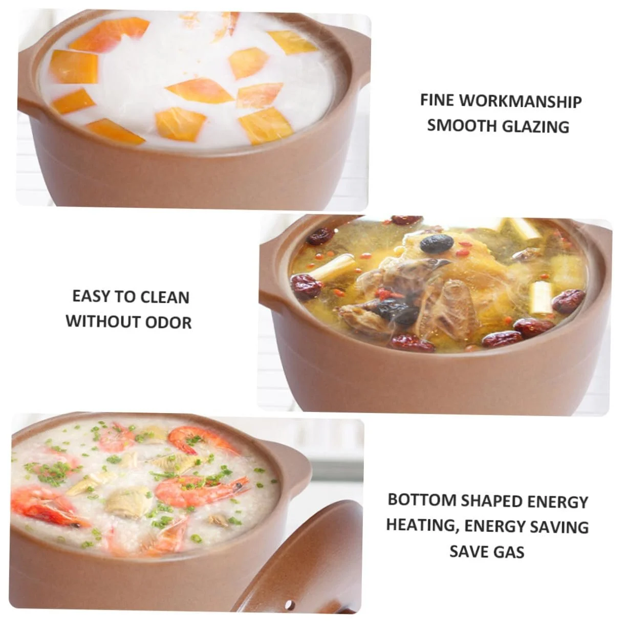 Кастрюля Alipis керамическая термостойкая с крышкой для равномерного распределения тепла, фото №3