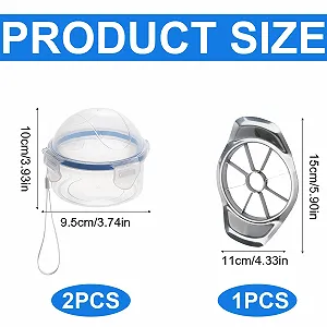 Набір контейнерів для фруктів 2 шт пластикові прозорі BPA-Free з ножем для яблук із нержавіючої сталі synthetic.ua - Фото 1