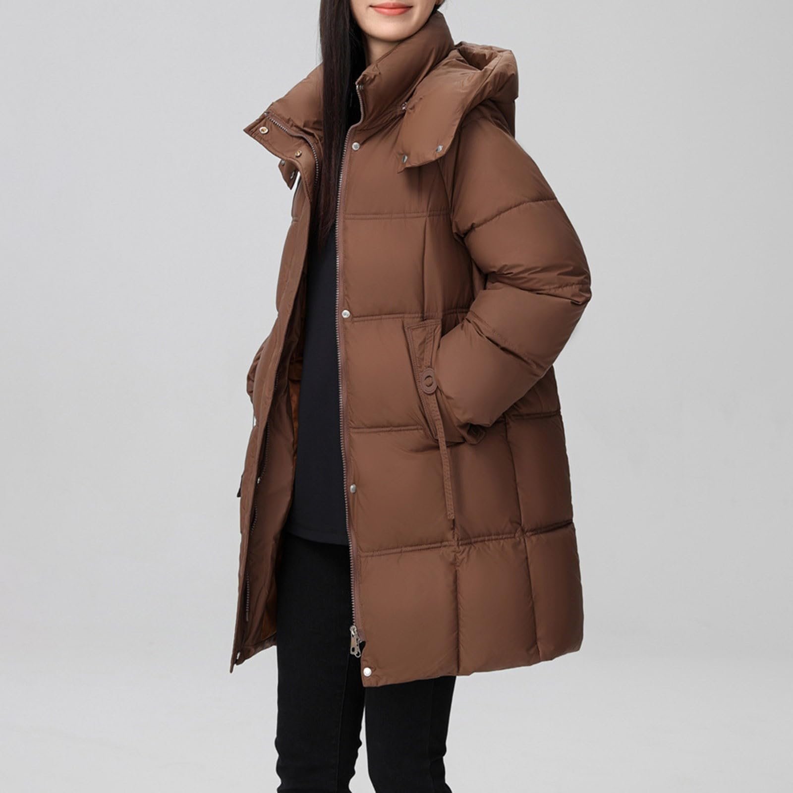 Жіноча зимова стьобана куртка FNKDOR Довга, фото №3 Жіноча зимова стьобана куртка FNKDOR Довга, фото №3