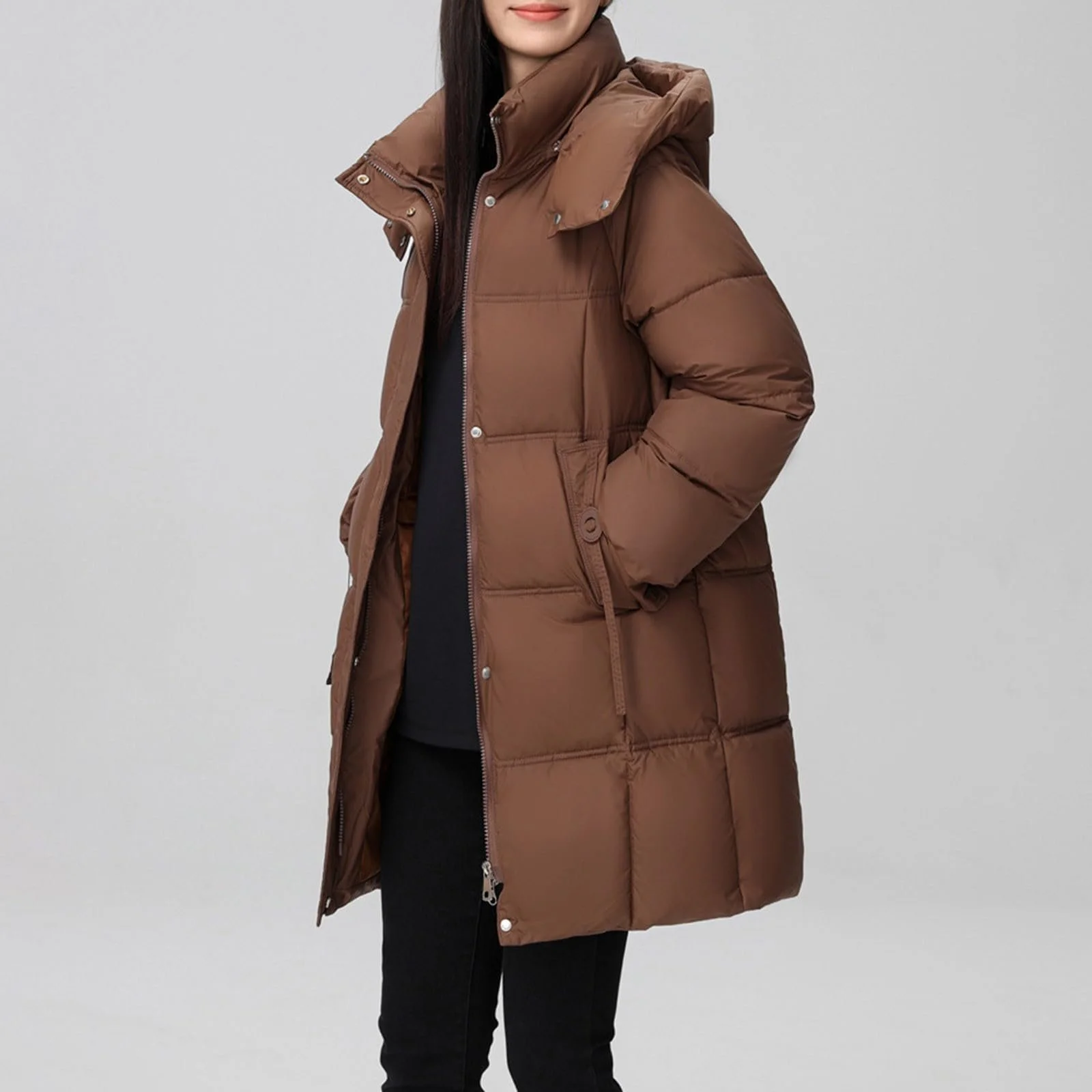 Женская зимняя стеганая куртка FNKDOR Длинная, фото №3 Женская зимняя стеганая куртка FNKDOR Длинная, фото №3