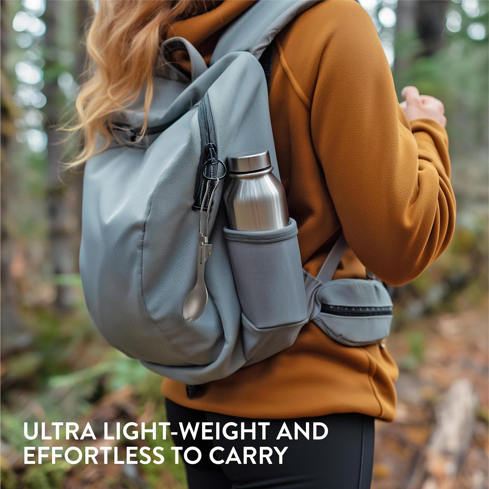 Спорк Navaris Foldable Titan Набор из 2 - Титан ультралегкий и прочный, фото №3