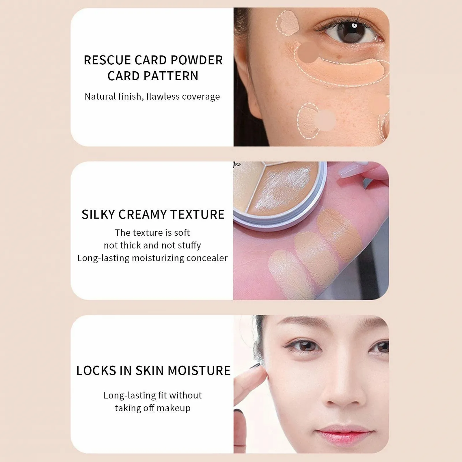 Палетка консилерів 3 кольори, кремовий консилер для контурування та освітлення 3 в 1, фото №6