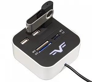 Концентратор USB 2.0 Frime 3хUSB2.0, SD MS TF Black/White (FHC-AllinOne3p2W) synthetic.ua - Фото 1