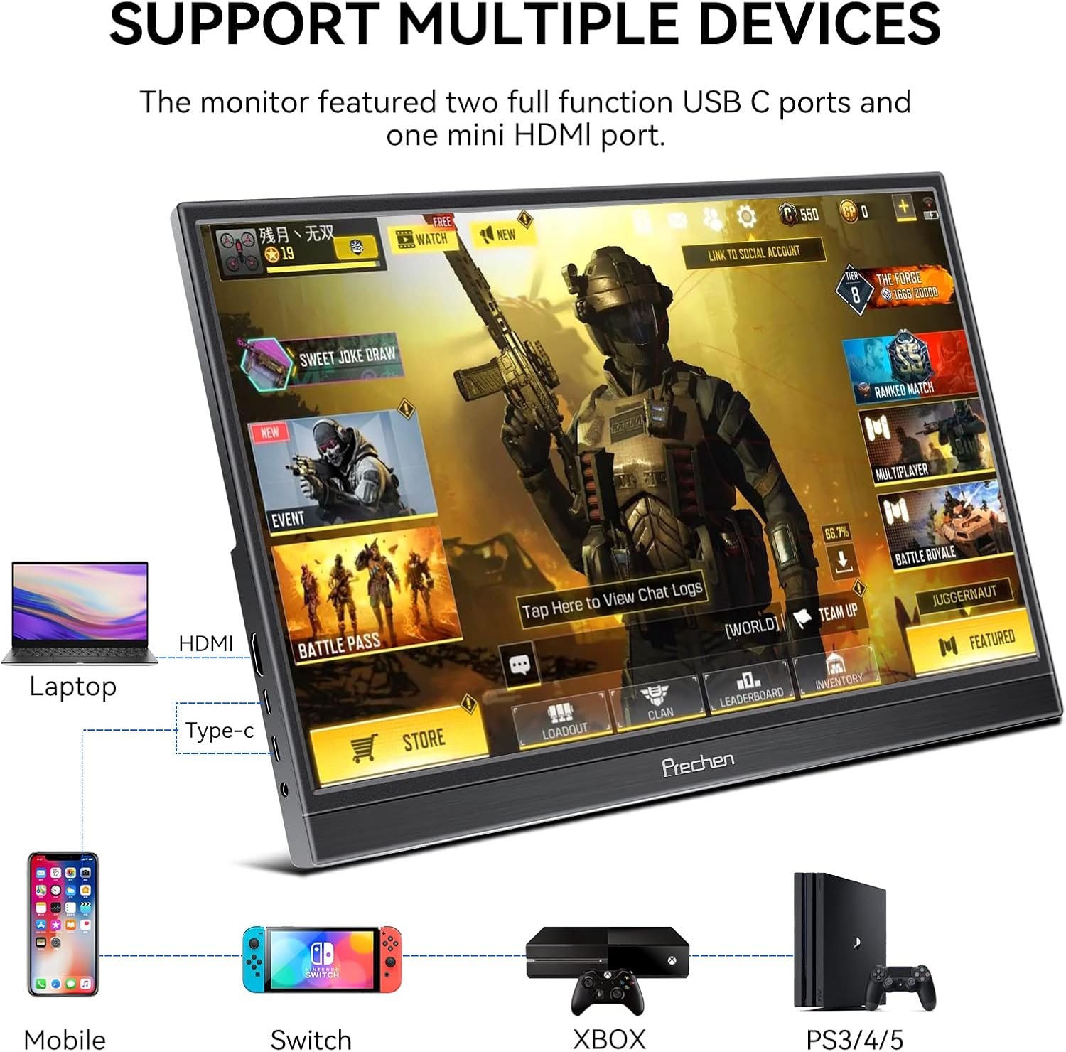 Монітор портативний сенсорний 15.6" Prechen HD156 Full HD IPS 60 Гц, фото №6
