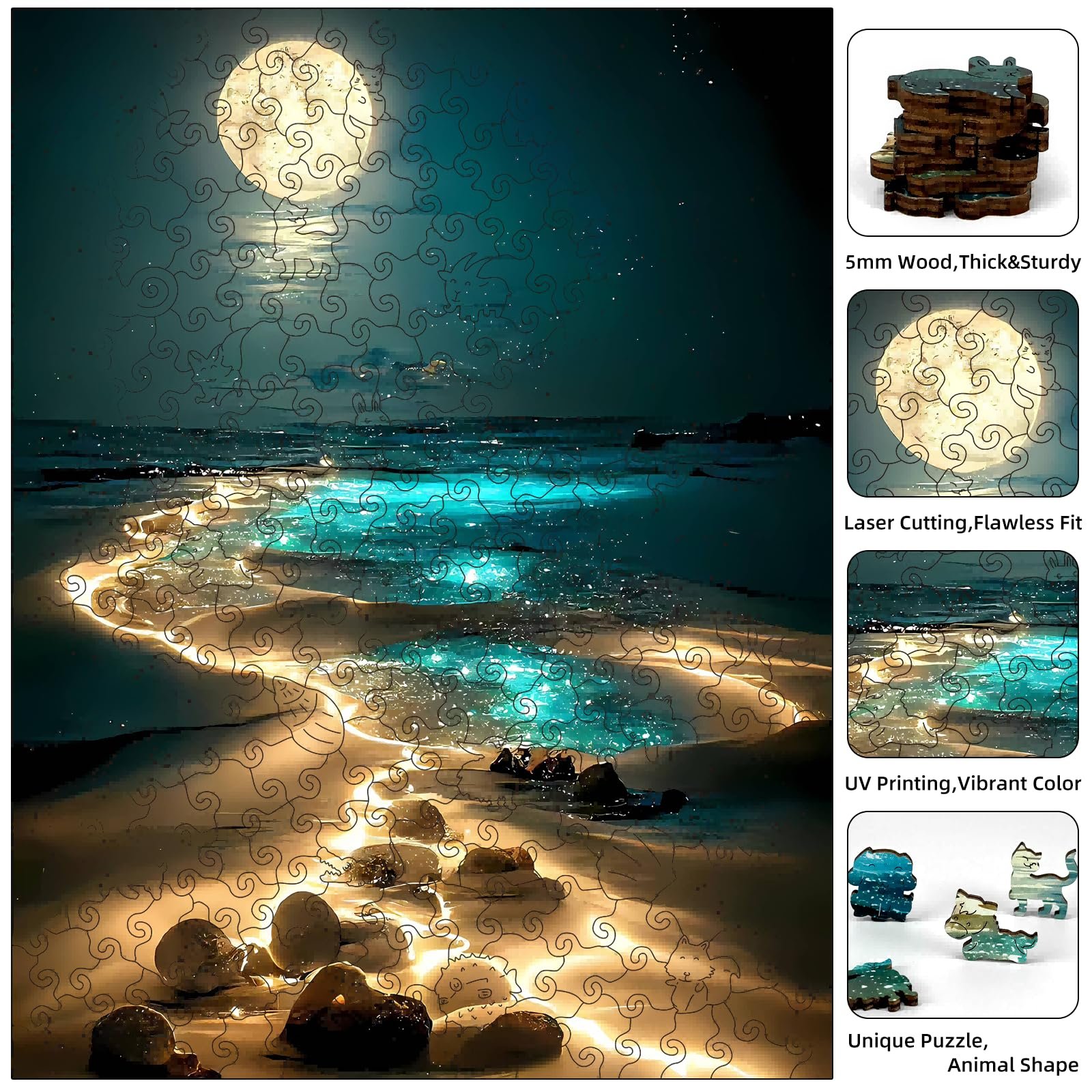 Дерев'яний пазл Унікальна форма тварин 270 елементів 28.5 x 38.3 см, фото №4