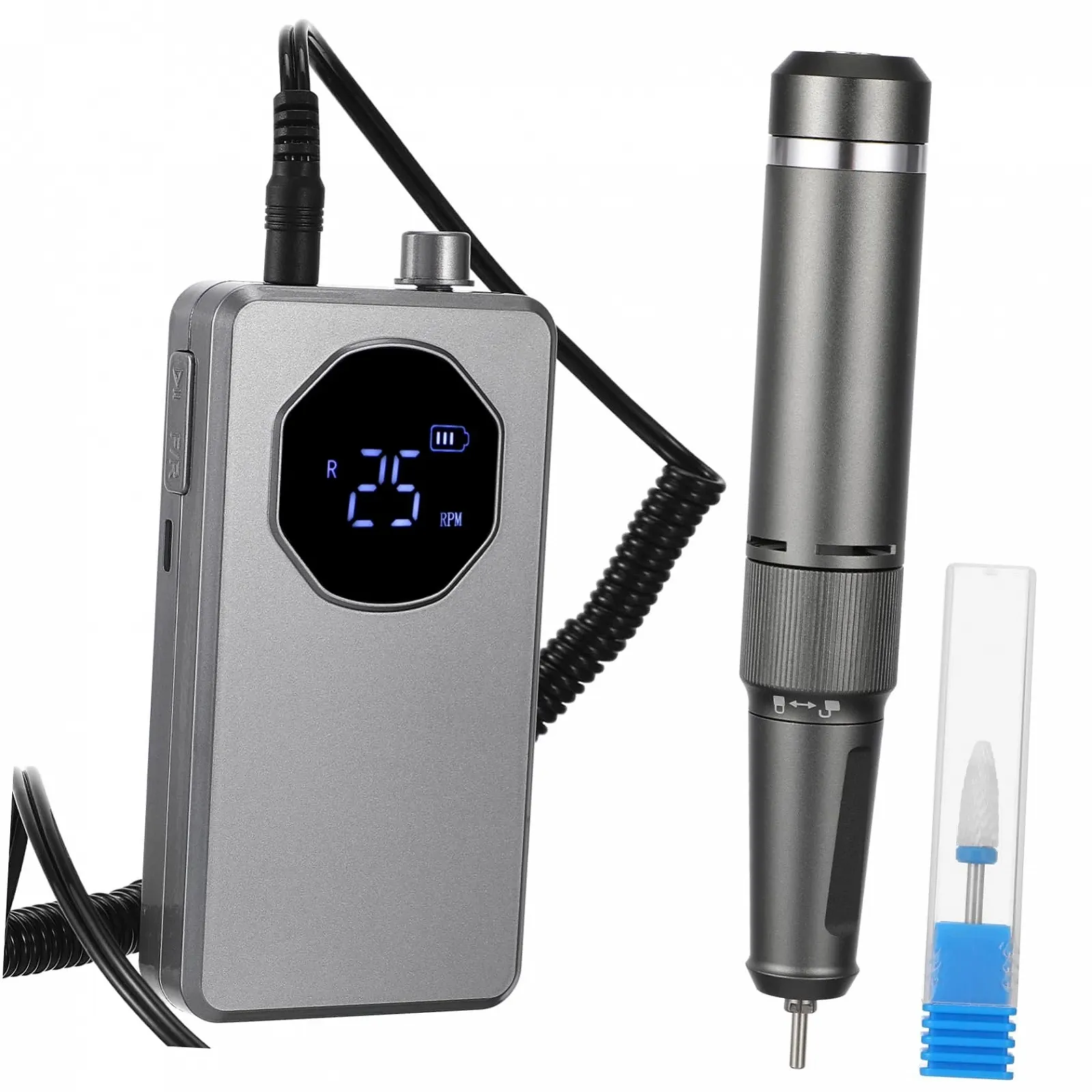 Полировщик для ногтей Healvian Professional Portable 2-в-1 M11 Titanium Grey Cordless, фото №1