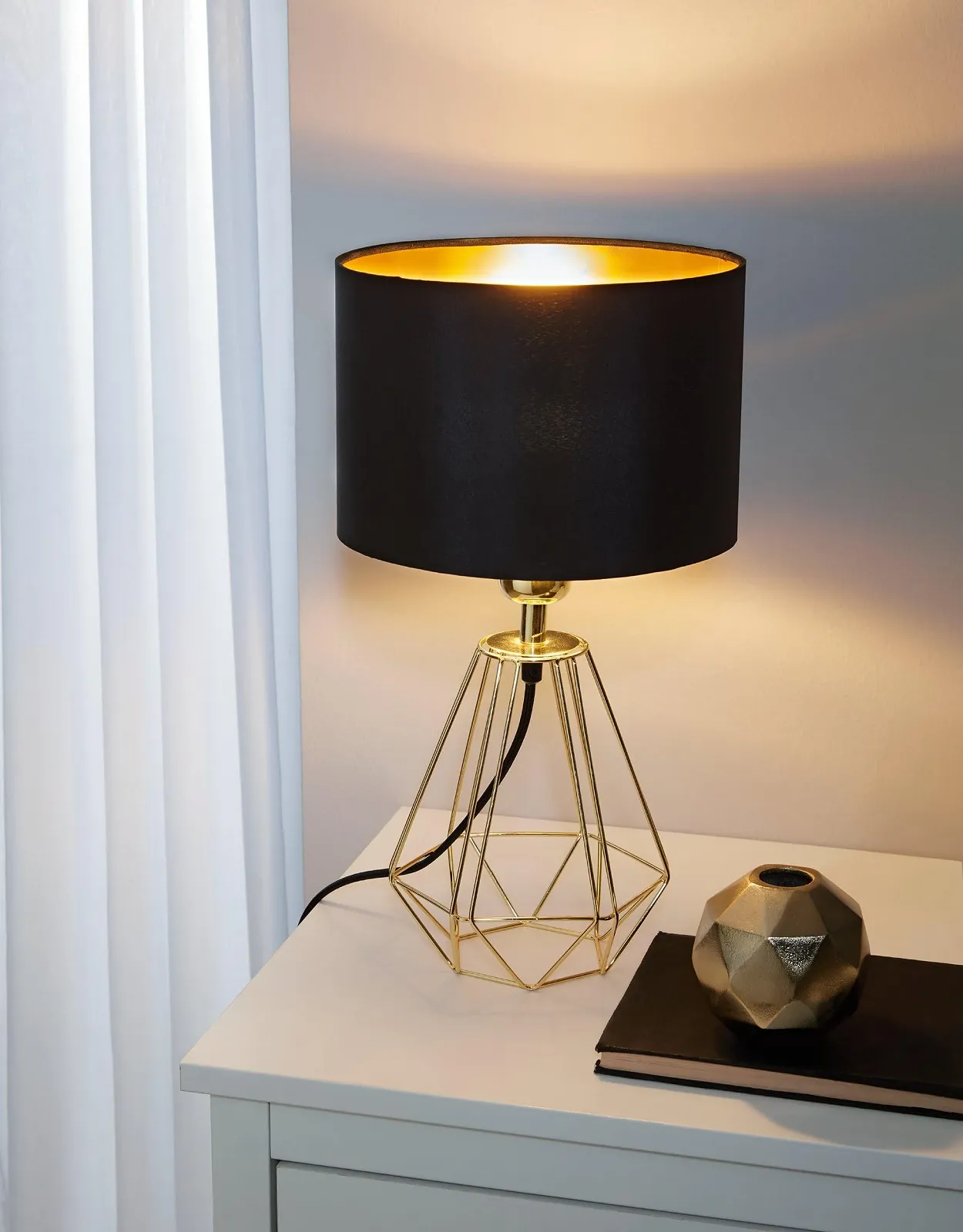 Настільна лампа EGLO Carlton 2 E14 Сталь Тканина Золотий Чорний, фото №2