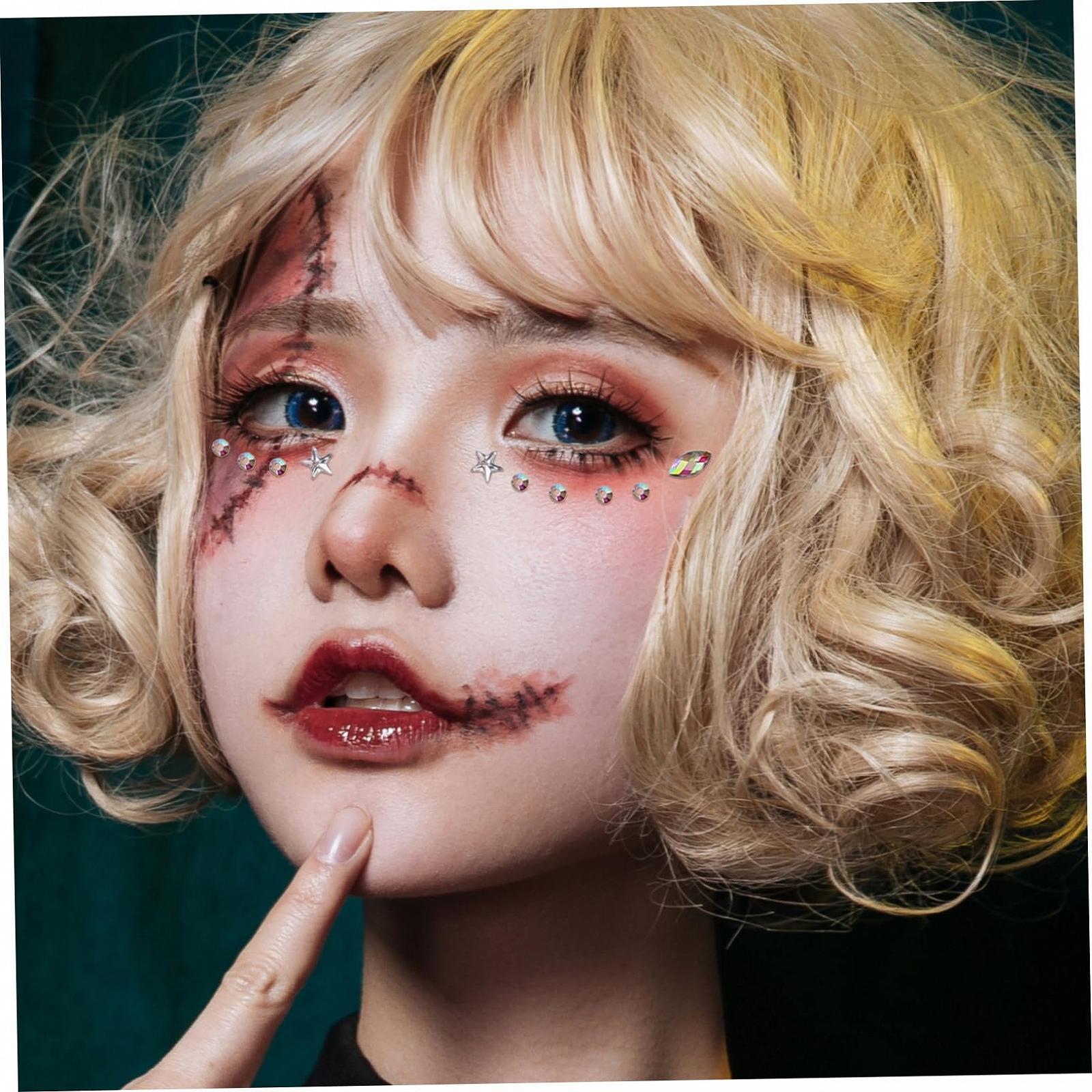 Самоклеящиеся блестящие камни для лица и глаз, 6 листов, фото №7