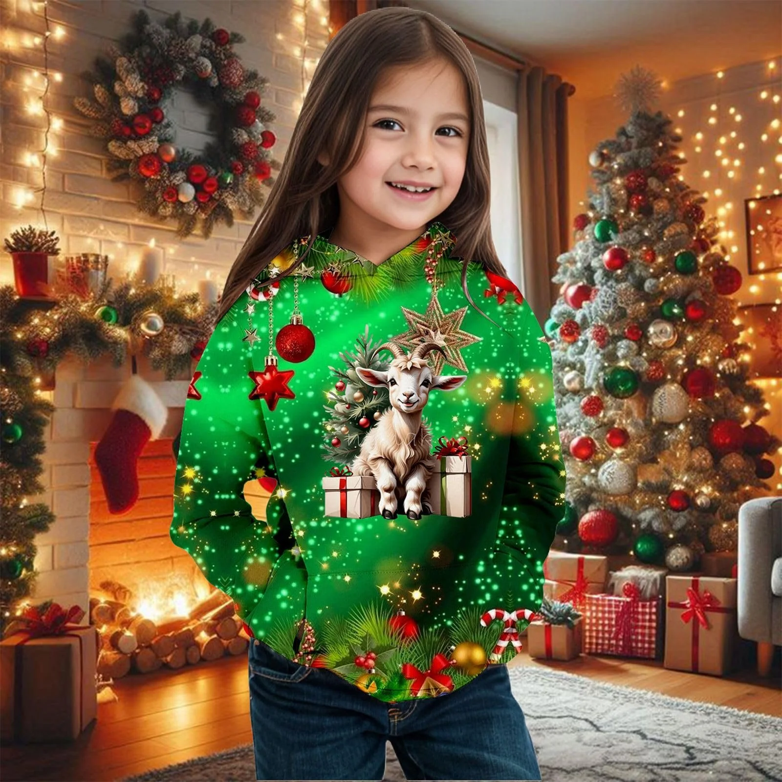 Худі Print Дівчинка З довгими рукавами Зимовий Теплий Фліс, фото №2