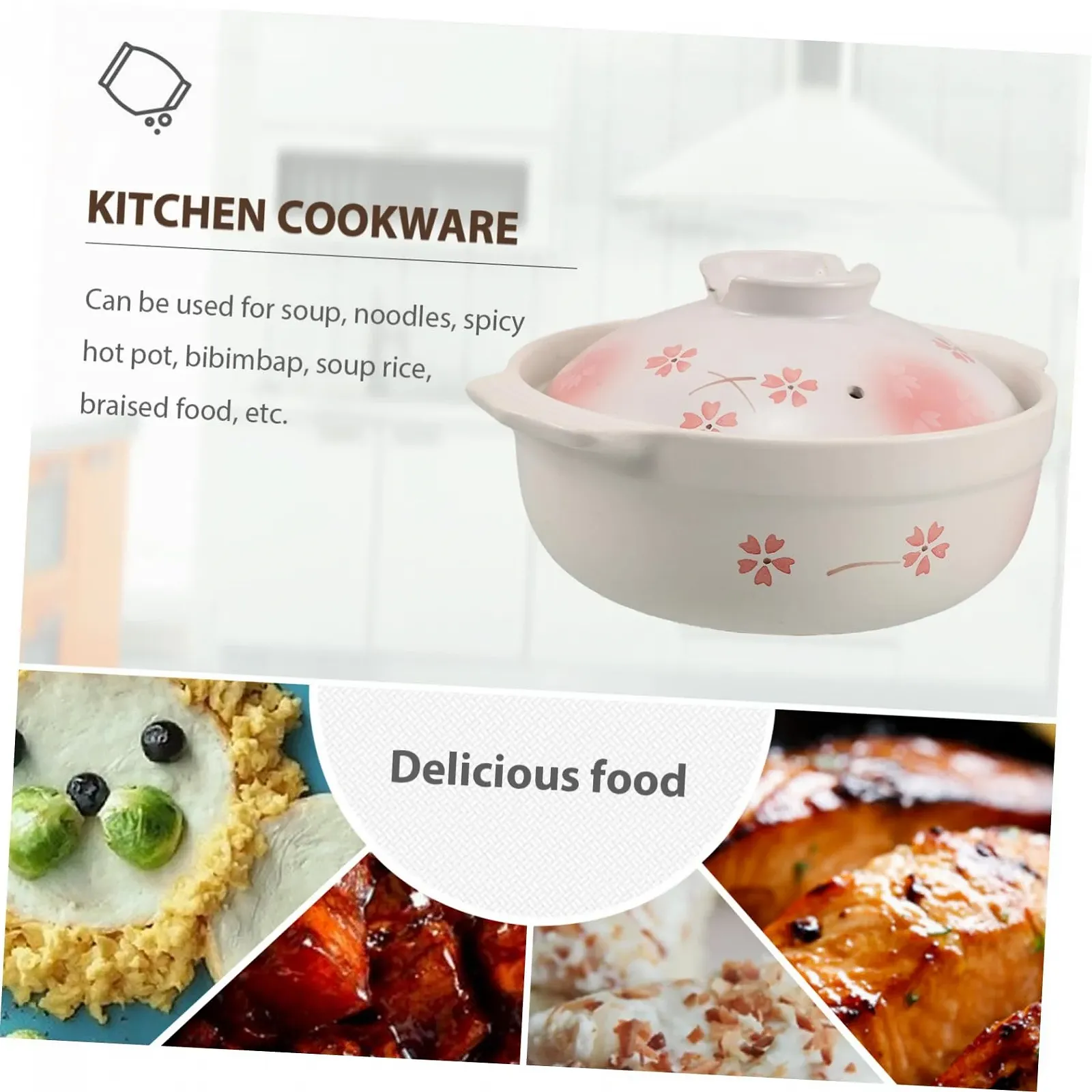 Кастрюля VALICLUD керамическая в японском стиле с крышкой термостойкая для медленного приготовления, фото №7