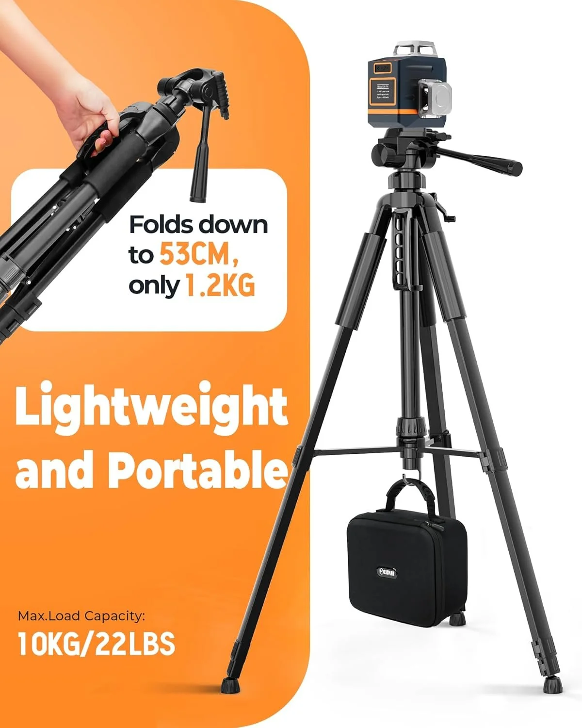 Штатив для лазерного рівня CIGMAN 1,5 м з алюмінію та спиртовим рівнем, фото №5