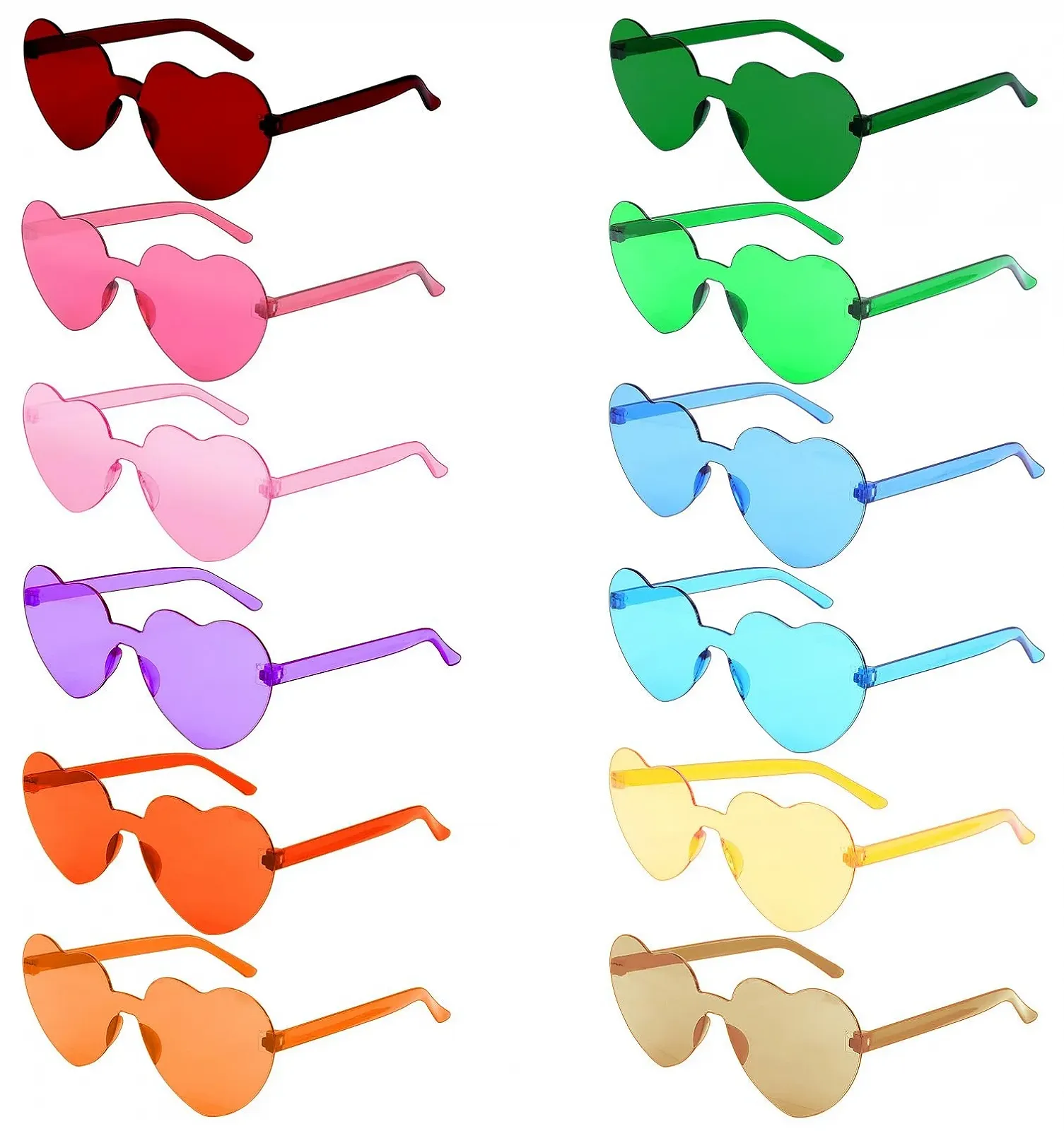 Сонцезахисні окуляри Серце Без оправи 12 пар, 12 кольорів, фото №1