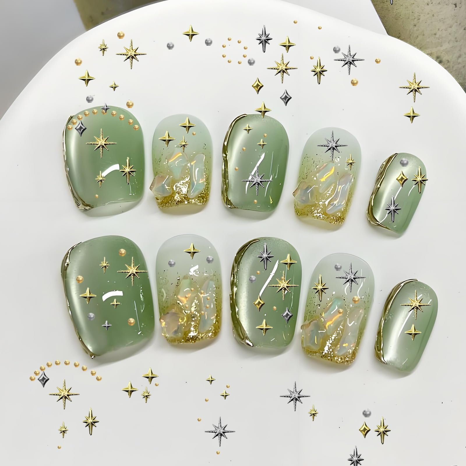 Набір бісеру зірок 3400 шт золотого та срібного кольорів,, фото №3