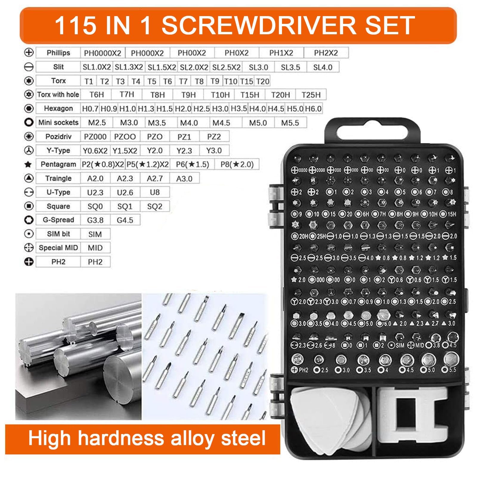 Набор отвёрток Sipobuy Precision 115-в-1 для DIY и ремонта Магнитный мини-набор инструментов для ПК, очков и другой электроники чёрный, фото №2 Набор отвёрток Sipobuy Precision 115-в-1 для DIY и ремонта Магнитный мини-набор инструментов для ПК, очков и другой электроники чёрный, фото №2