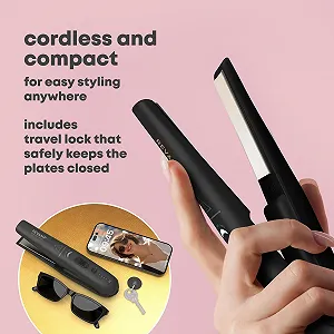 Беспроводной керамический выпрямитель для волос REVAMP Liberate Compact Black synthetic.ua - Фото 1