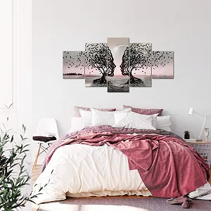 Картина з 5 частин Runa Art 044851b Абстрактне дерево Флізелінове полотно Сірий Рожевий synthetic.ua - Фото 1