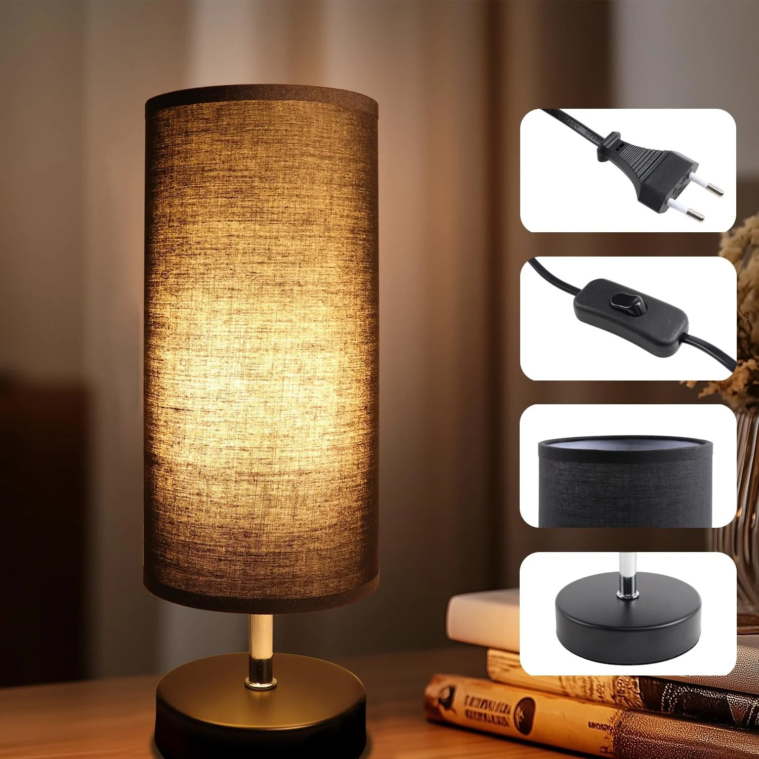 Настільна лампа приліжкова LED 6 Вт E27 3 колірні температури Чорна, фото №3