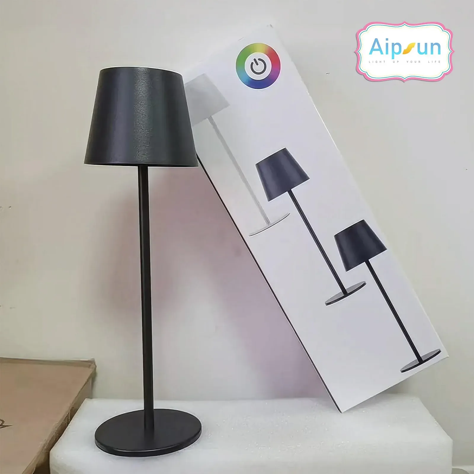 Настільна лампа Aipsun LED бездротова 5000 мАг Touch Dimmable RGB USB-C IP54 Anthracite 30 см, фото №2