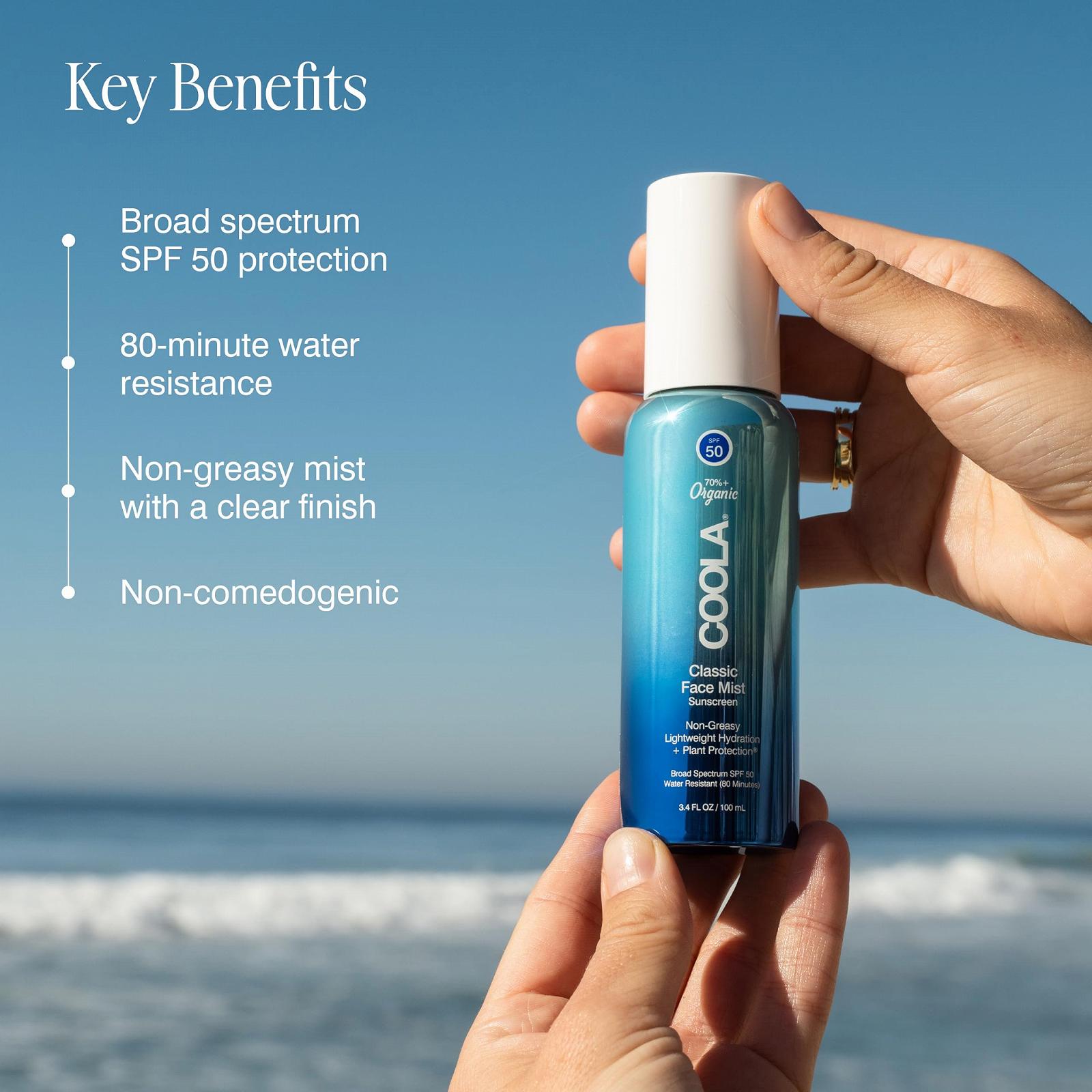 Сонцезахисний спрей-міст для обличчя COOLA Classic SPF 50 100 мл, фото №3