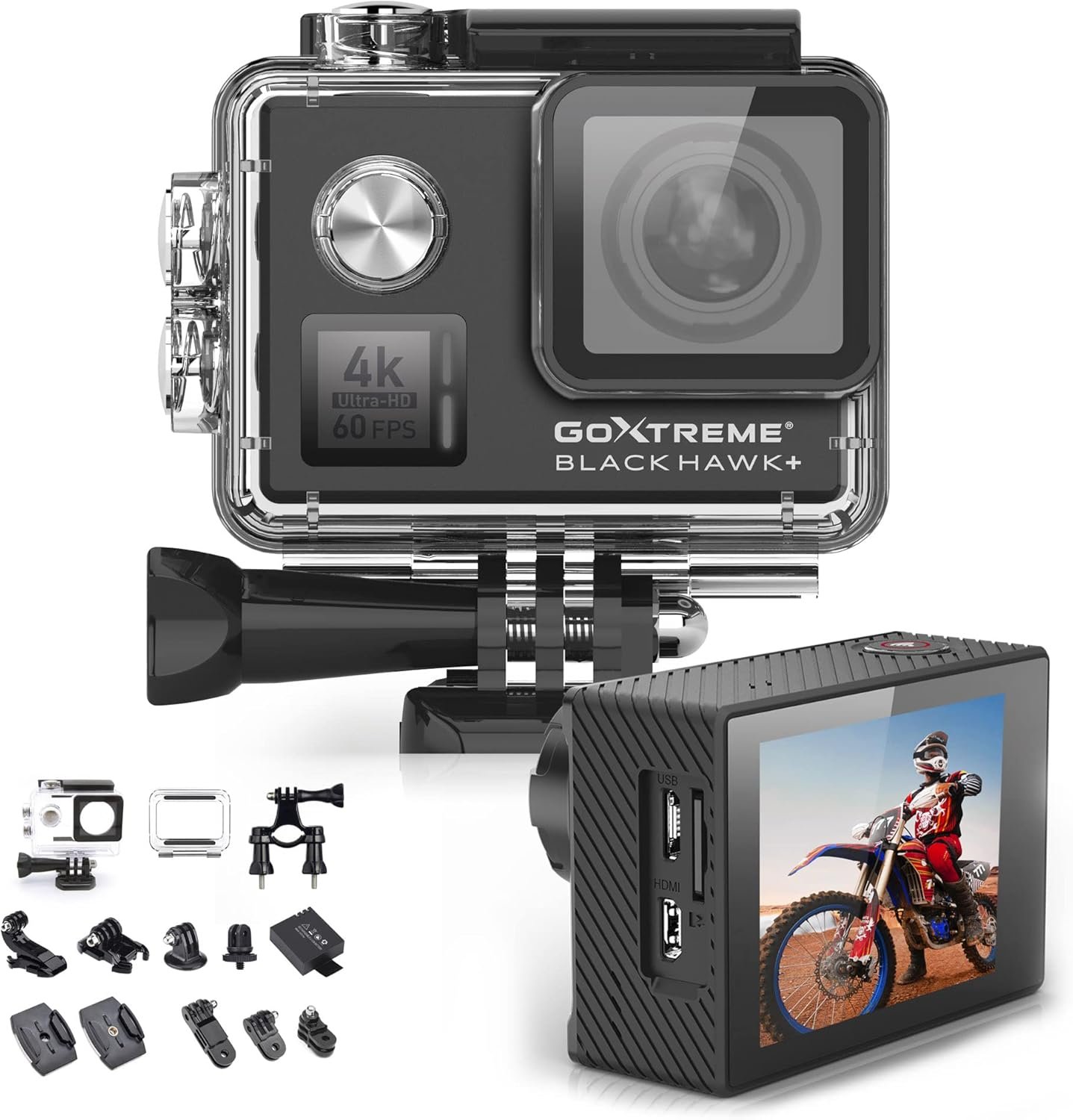 Екшн-камера GoXtreme BlackHawk 4K+ / 14Мп / 4K / 240fps / Wi-Fi / Водонепроникна 60м / Чорна (3R30040), фото №1