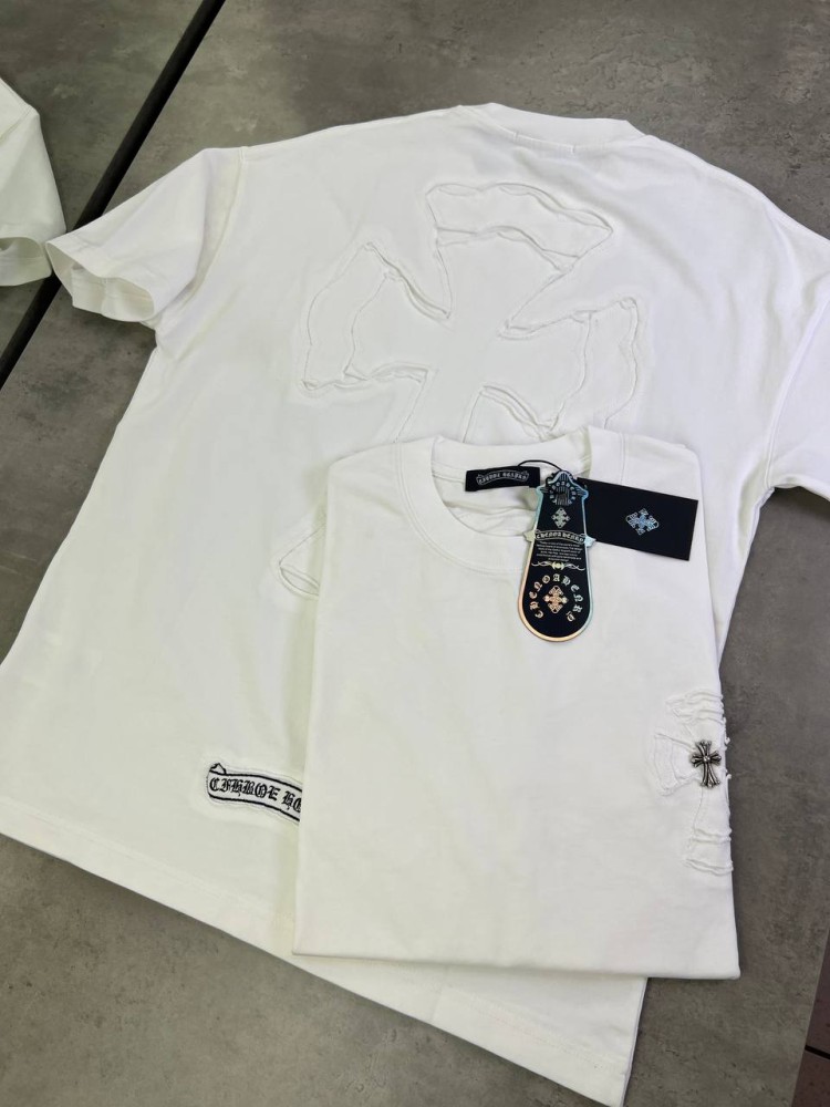 Футболка Chrome Hearts біла з вишивкою на боці f669, фото №8