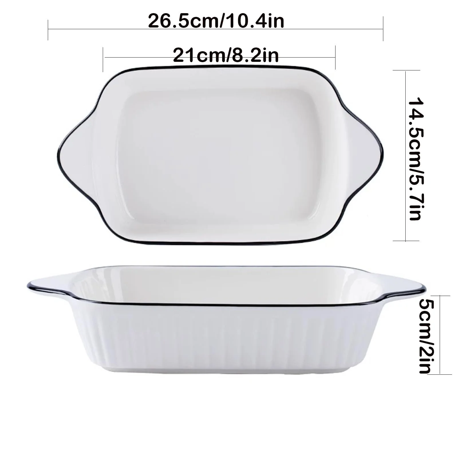 Формы для запекания 2 шт 26.5 см прямоугольные керамические с ручками для лазаньи, фото №6