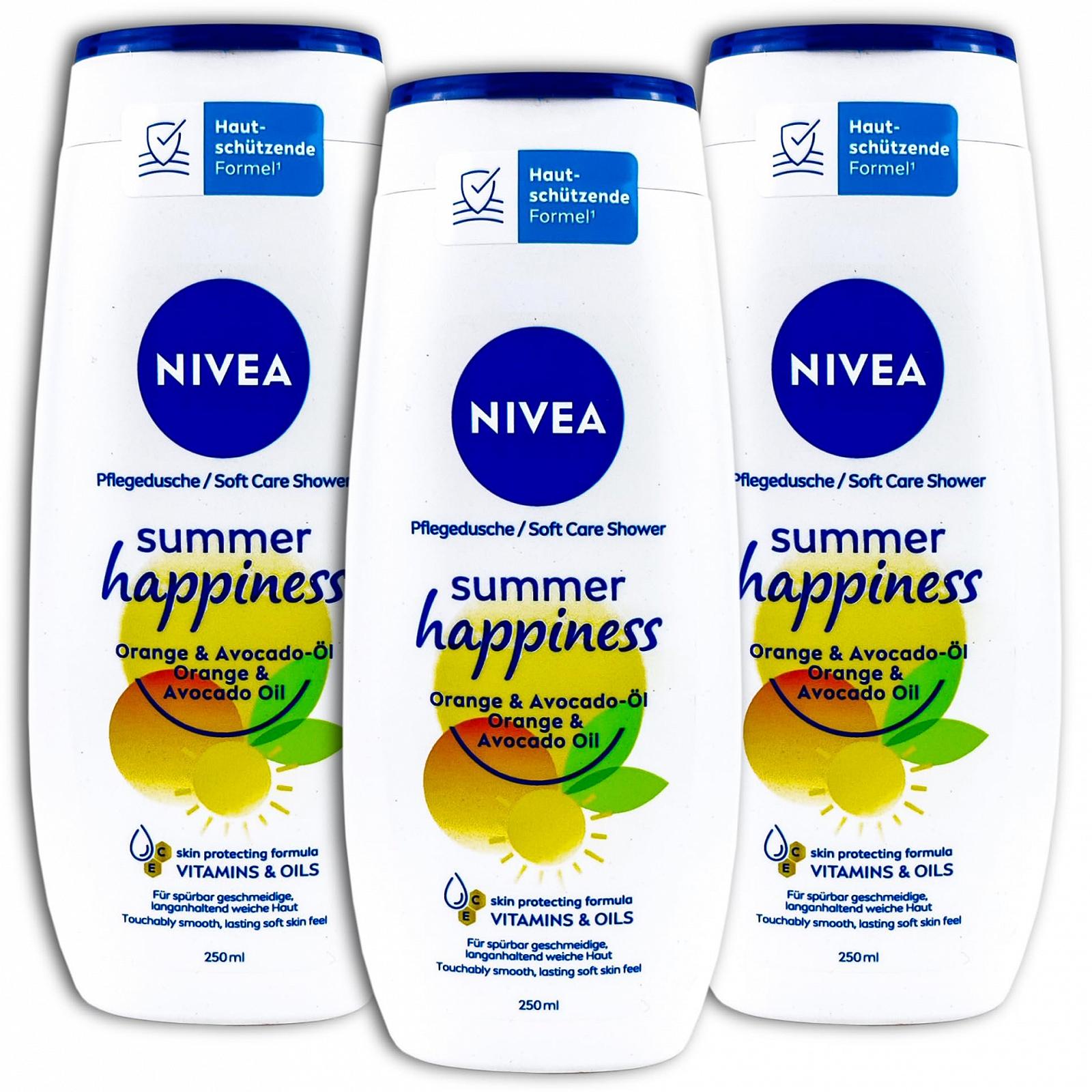 Гель для душа NIVEA Summer Happiness Orange & Avocado Oil 3 x 250 мл (набор из 3 шт), фото №1