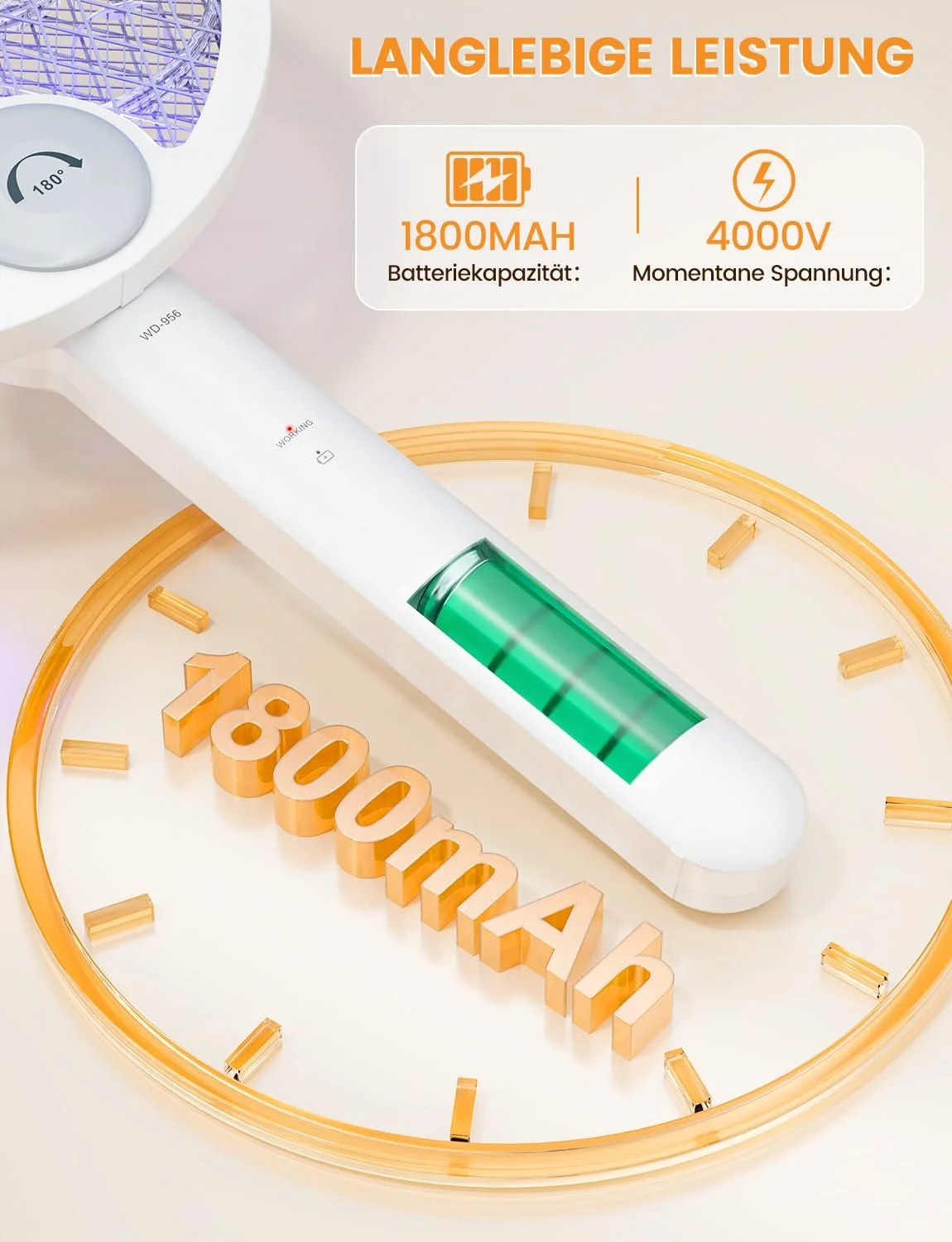 Електрична Мухобійка WOCVRYY 3-в-1 4000 V 1800 mAh Type C LED Складана, фото №4
