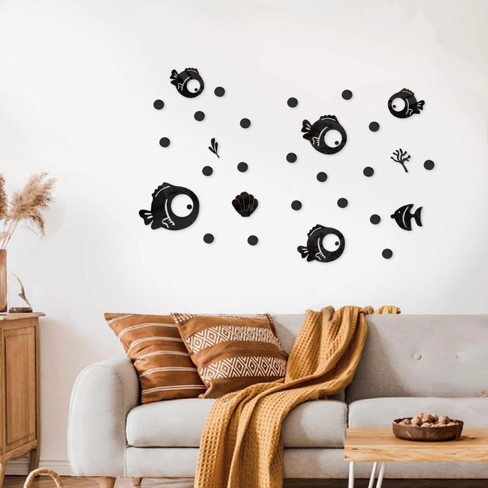 Наклейки на стіну акрилові дзеркальні Рибки та бульбашки 30 шт. самоклейні, фото №7 Наклейки на стіну акрилові дзеркальні Рибки та бульбашки 30 шт. самоклейні, фото №7