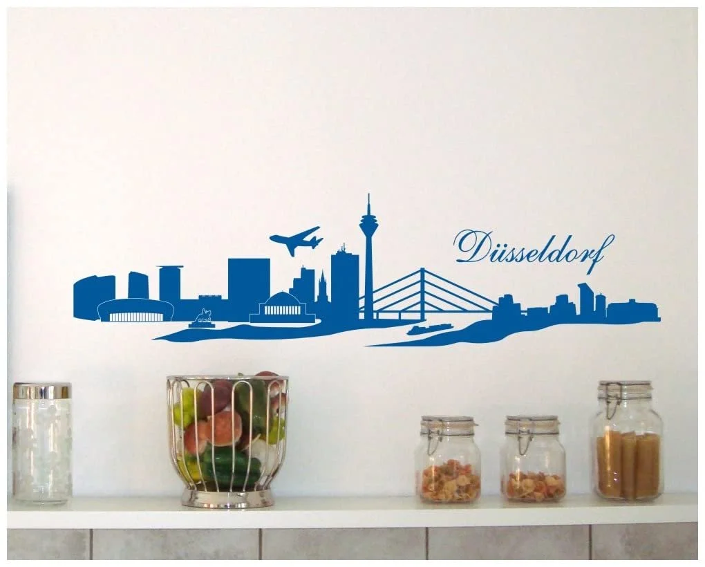 Наклейка на стену Samunshi Düsseldorf Skyline 120 x 31 см Светло-красная, фото №2