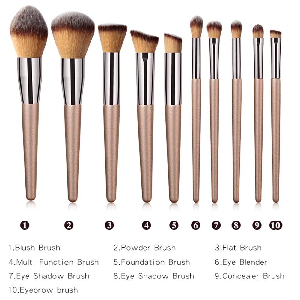 Кисти для макияжа Набор 10 штук Champagne Gold, фото №7