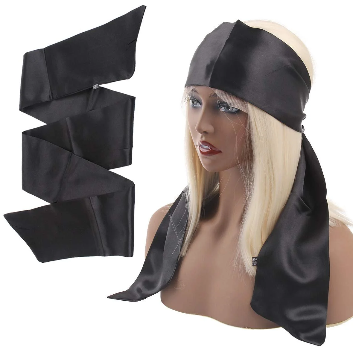 Нескользящая повязка на голову для занятий йогой, макияжа, косметических процедур, спорта (2 штуки, черный #), фото №6