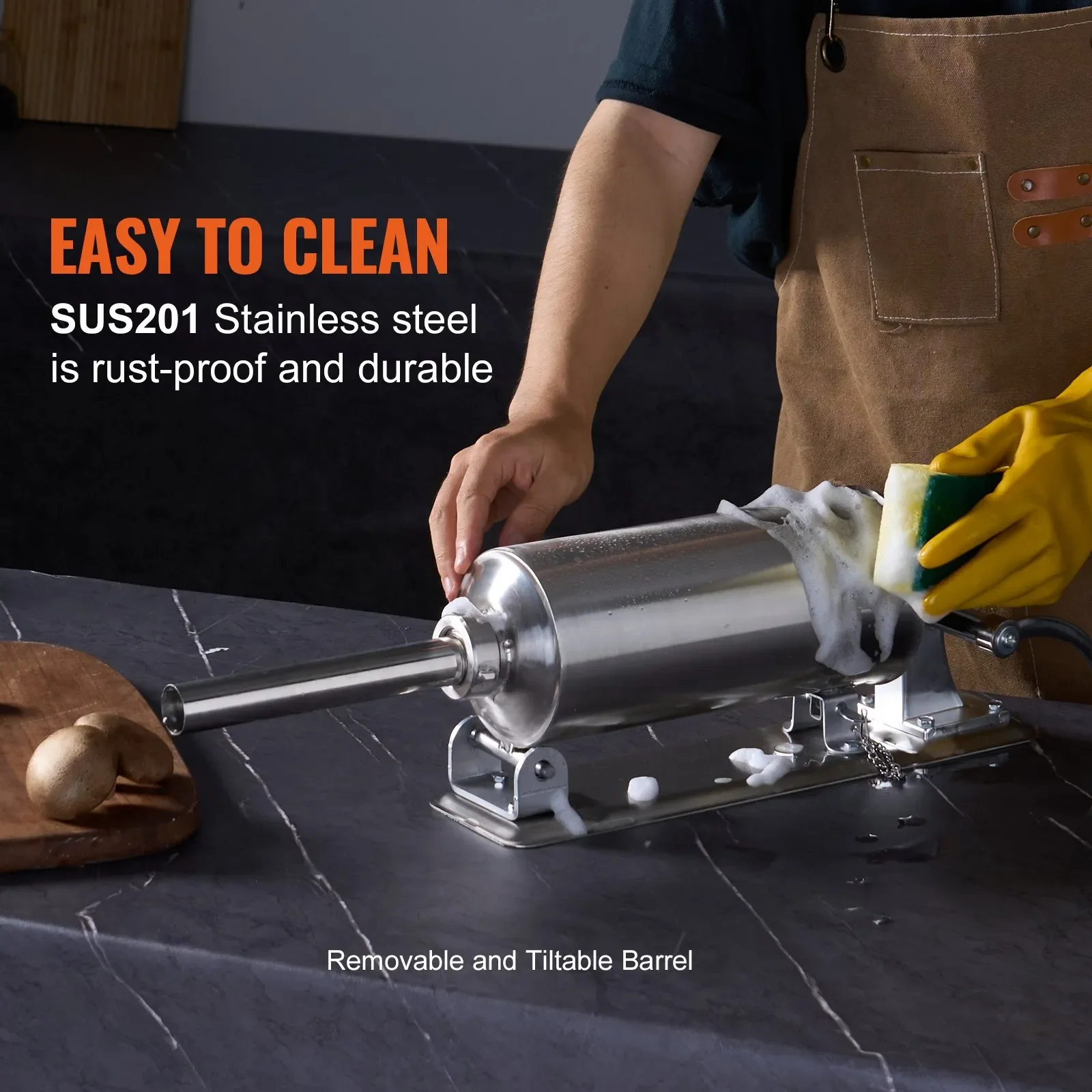 Горизонтальний наповнювач для ковбас VEVOR MM-GCJ-3LB / 2.5 л / Сріблястий, фото №9