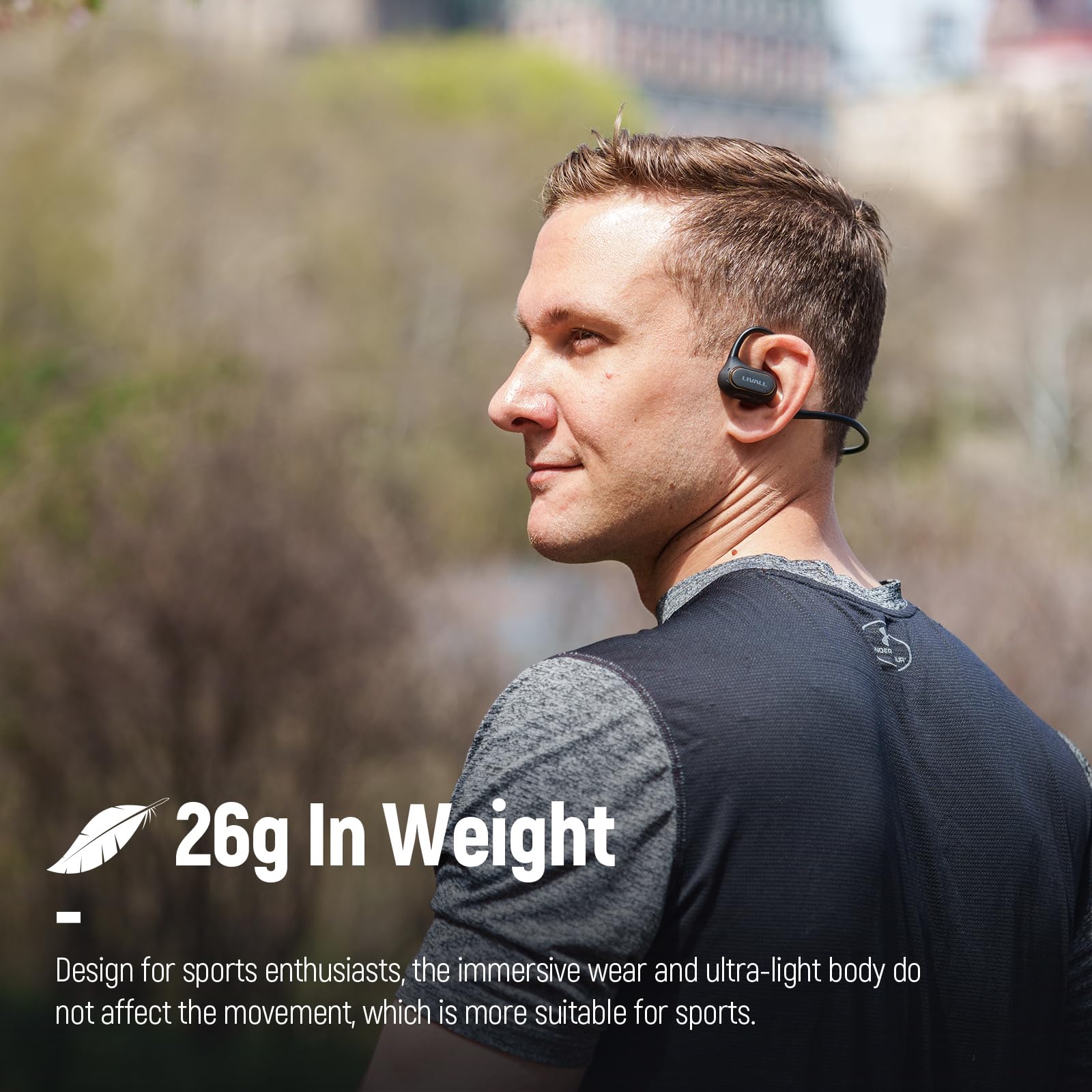 Наушники LIVALL LTS21 Open Run Pro Открытые уши Беспроводные Bluetooth 5.2 Спортивные Чёрный, фото №3