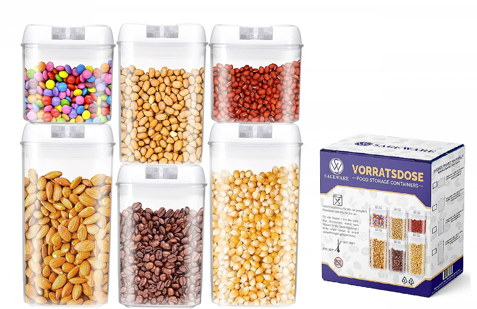 Ємності для зберігання з кришкою 3 шт. 1.9 л BPA-Free White, фото №3